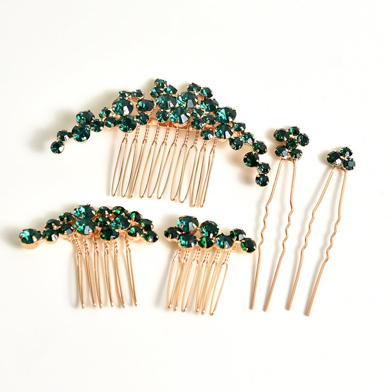 Ensemble de peignes et épingles à cheveux en alliage et strass pour mariage