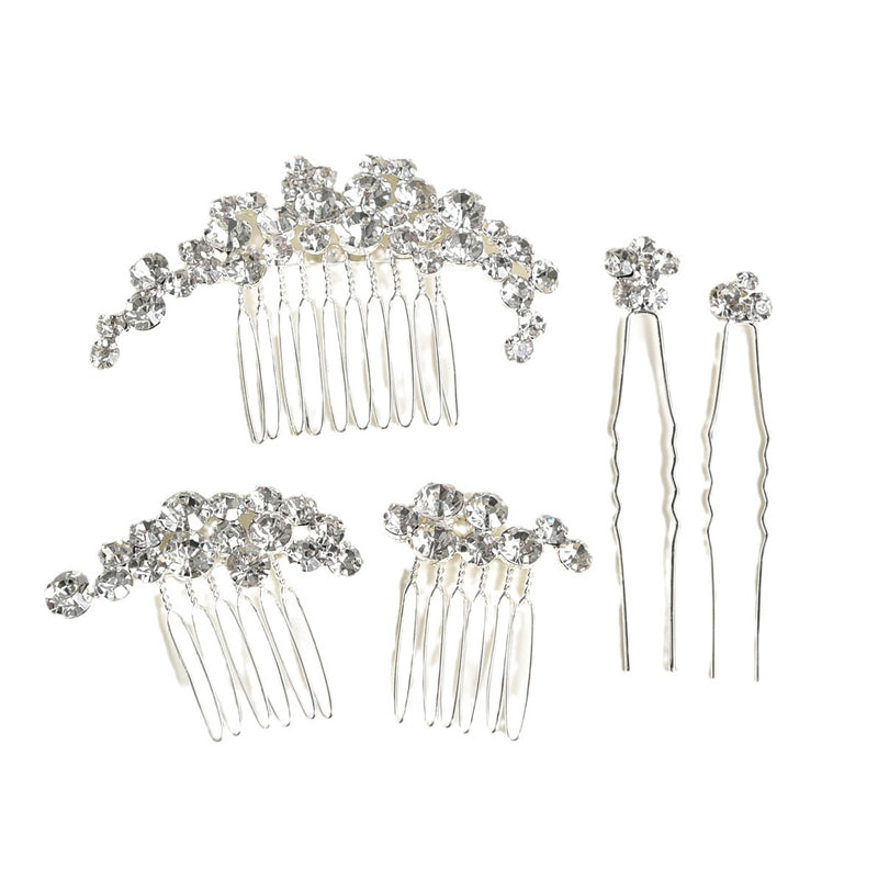 Ensemble de peignes et épingles à cheveux en alliage et strass pour mariage