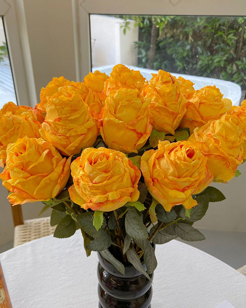 7Pcs Künstliche Lockige Rose Vintage Blumen Hochzeit Liefert Hause Dekorationen