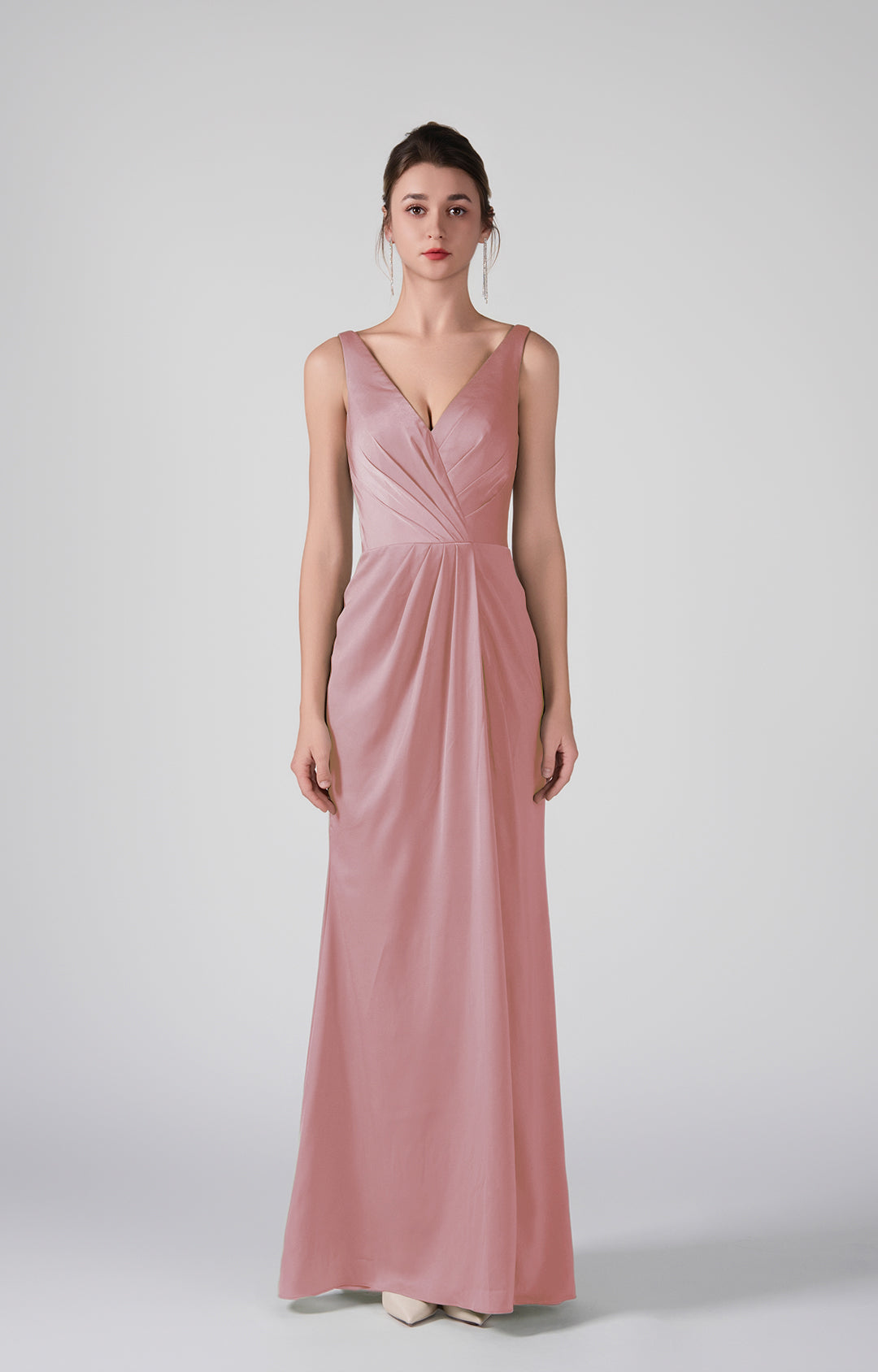 Deep V-Neck Flattering Pleated Warp Hip Elegant Dresses