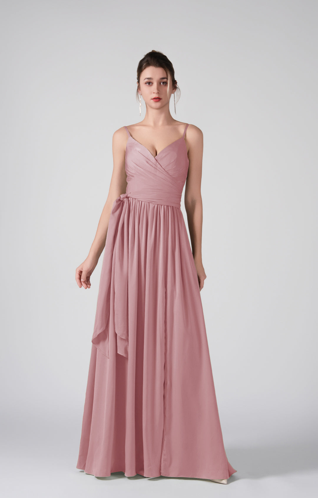 Spaghetti Straps Front Slit Backless Dresses