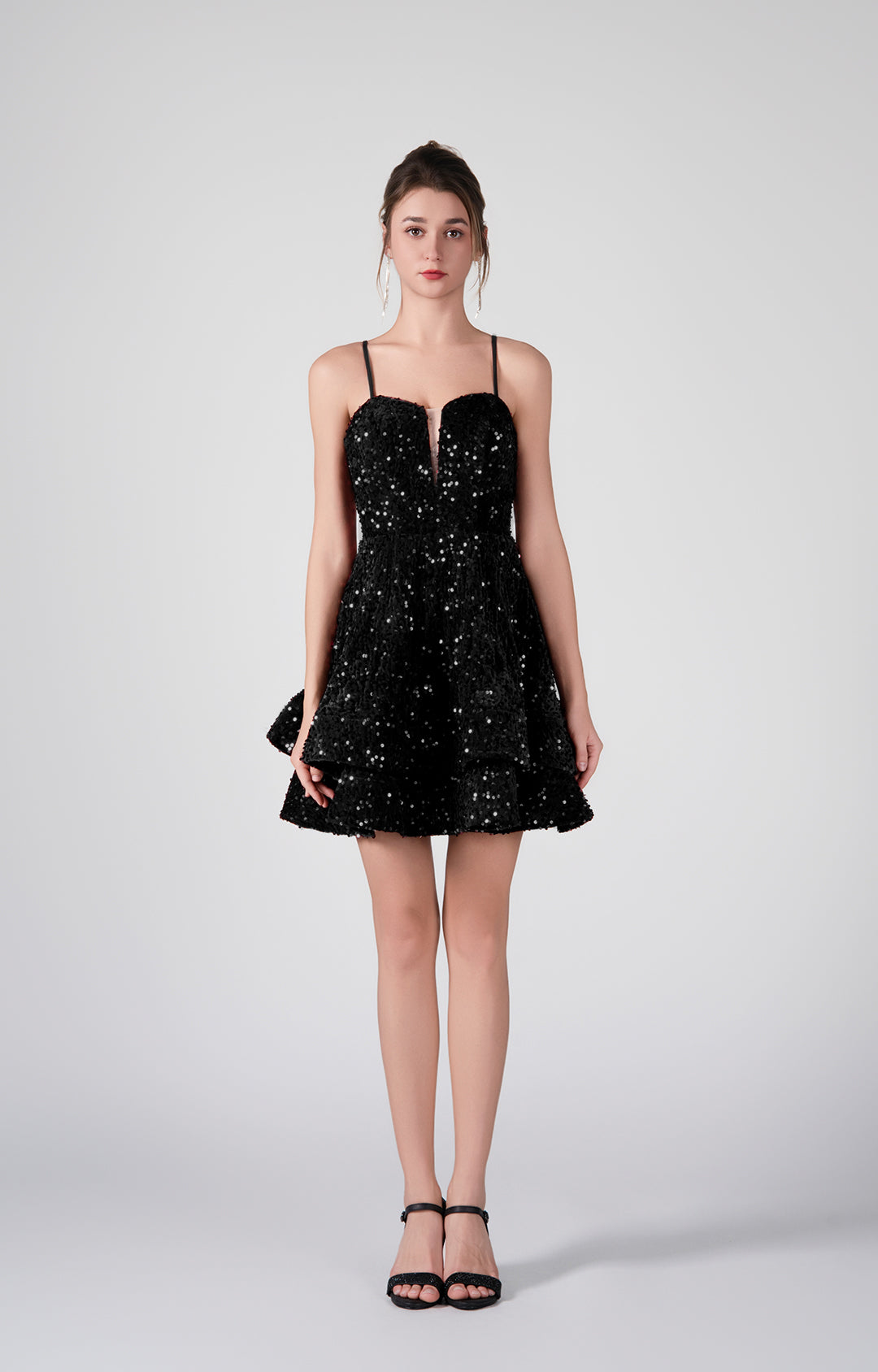 Adjustable Straps Flowy Ruffles Mini Dresses