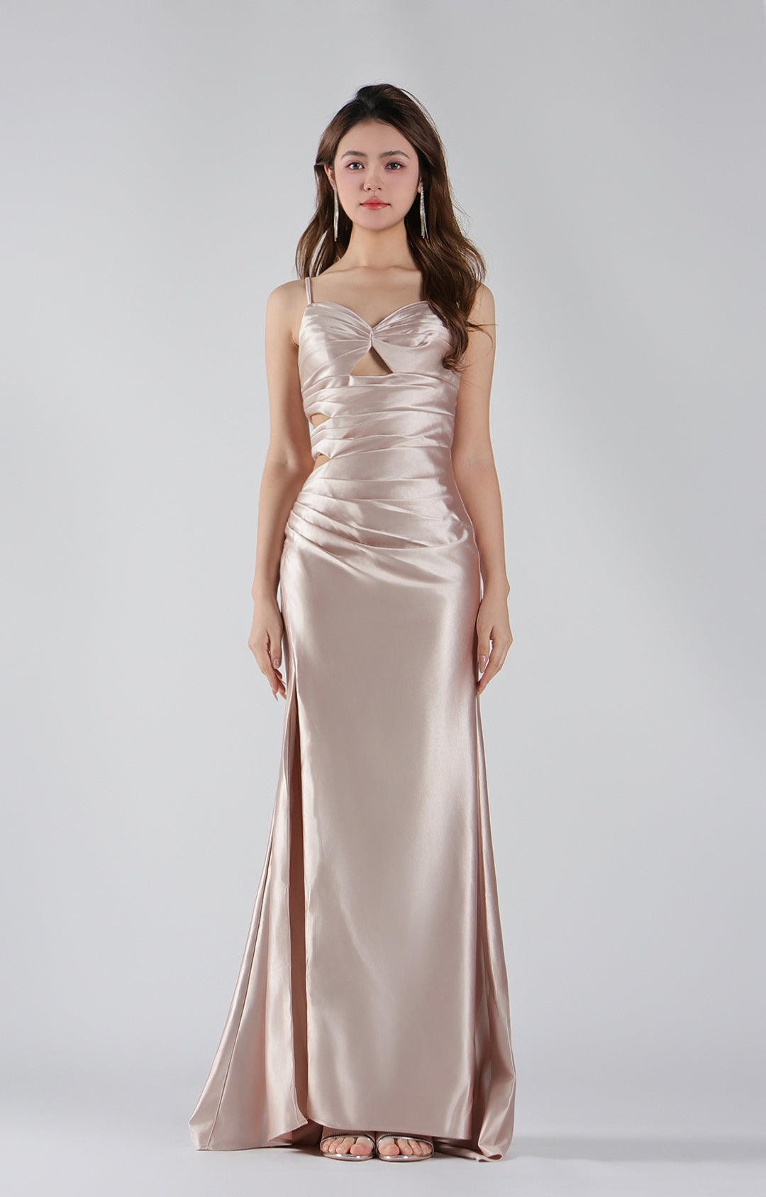 Sweetheart Neck Waist Cutout Pleated Fishtail Dresses