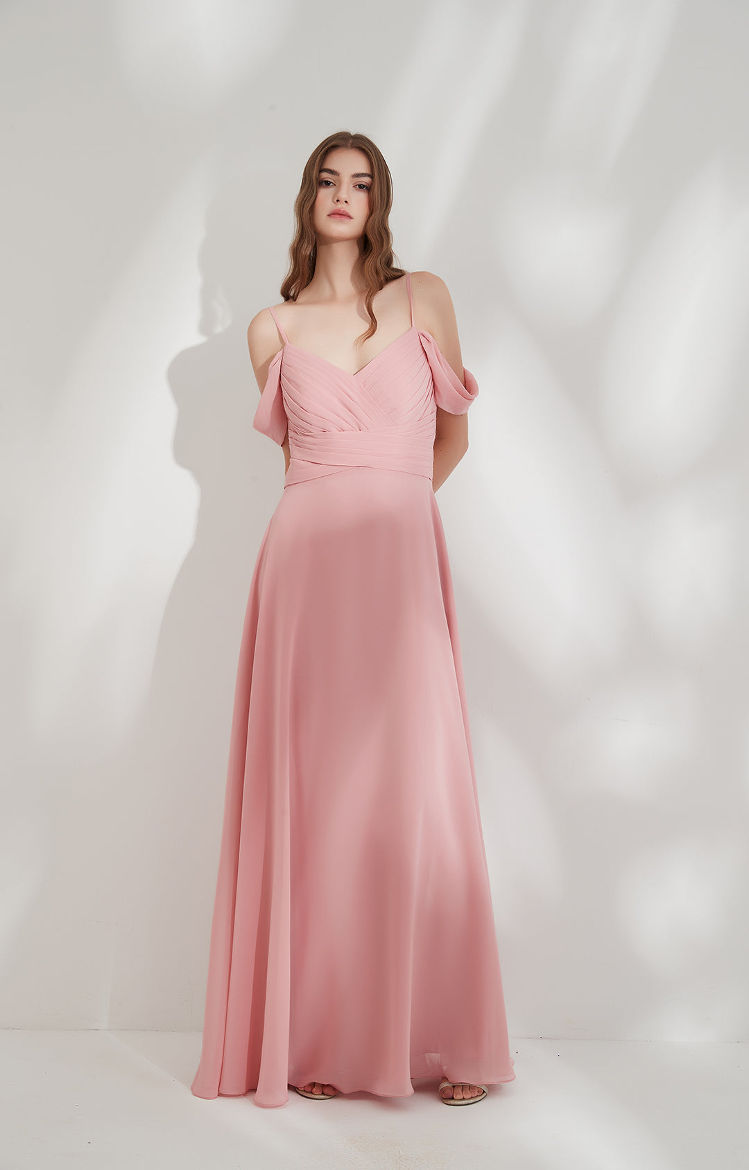 avanti bridesmaid dresses Chiffon Spaghetti Strap Off the Shoulder Floor-length Bridesmaid Dresses