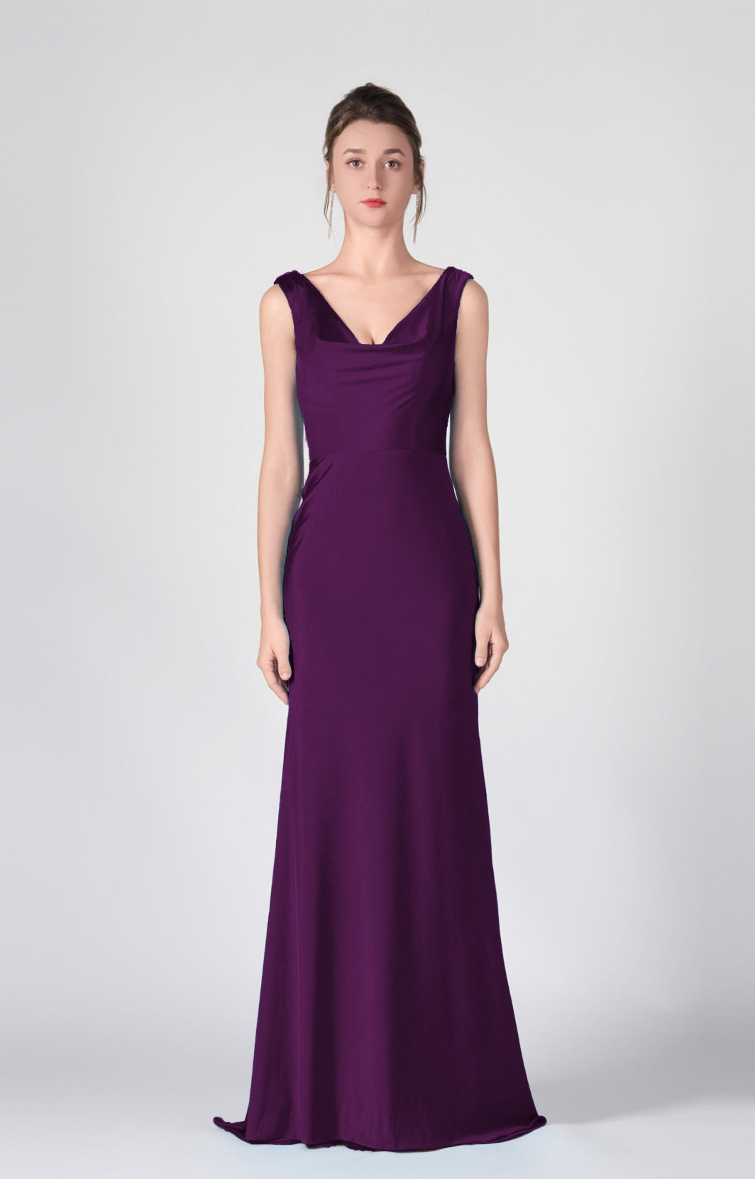 Bodenlange Kleider mit Wasserfallausschnitt und Taillenbund