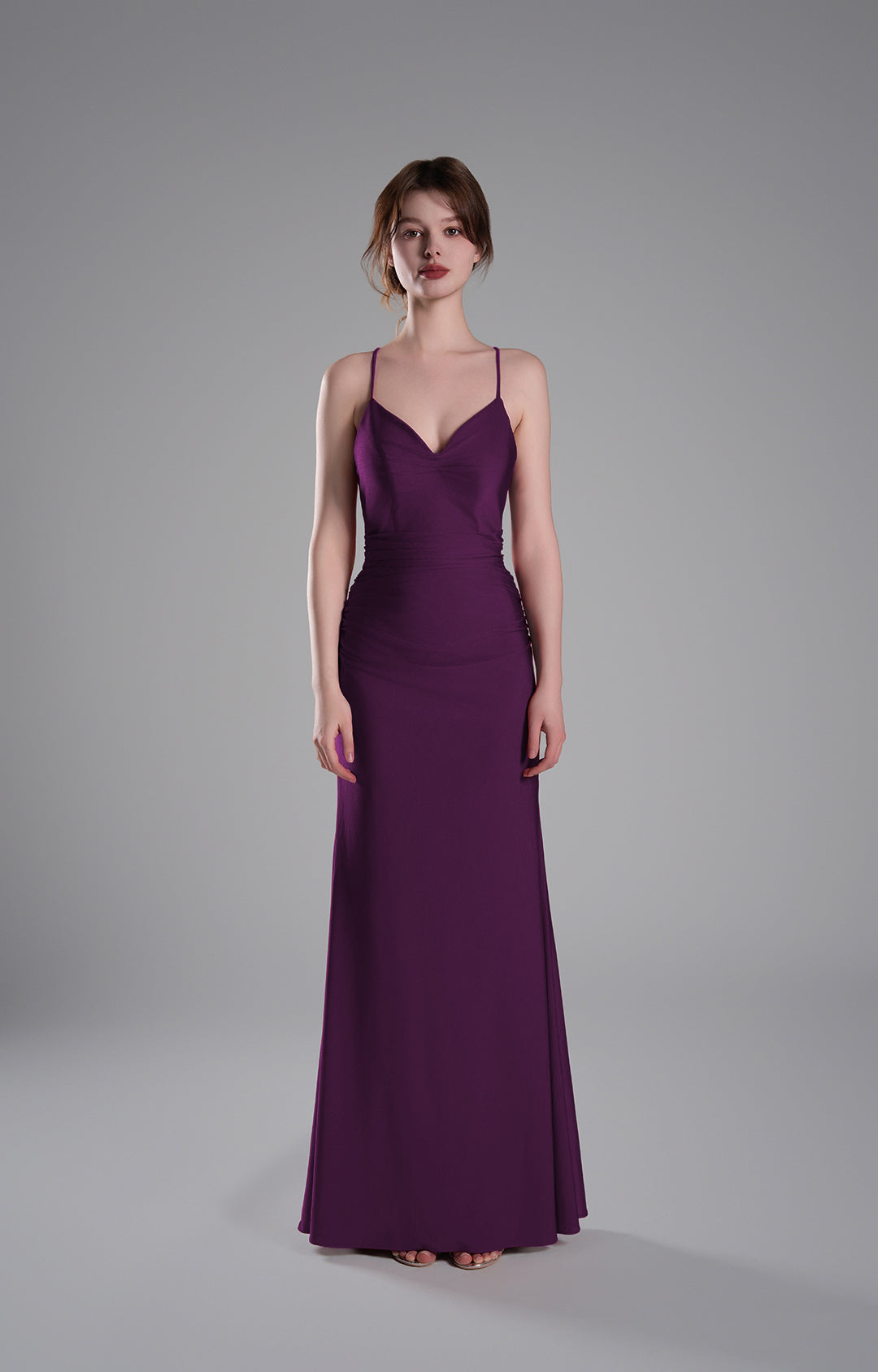 Spaghetti Straps Strappy Back Satin Lace-Up Mermaid Dresses