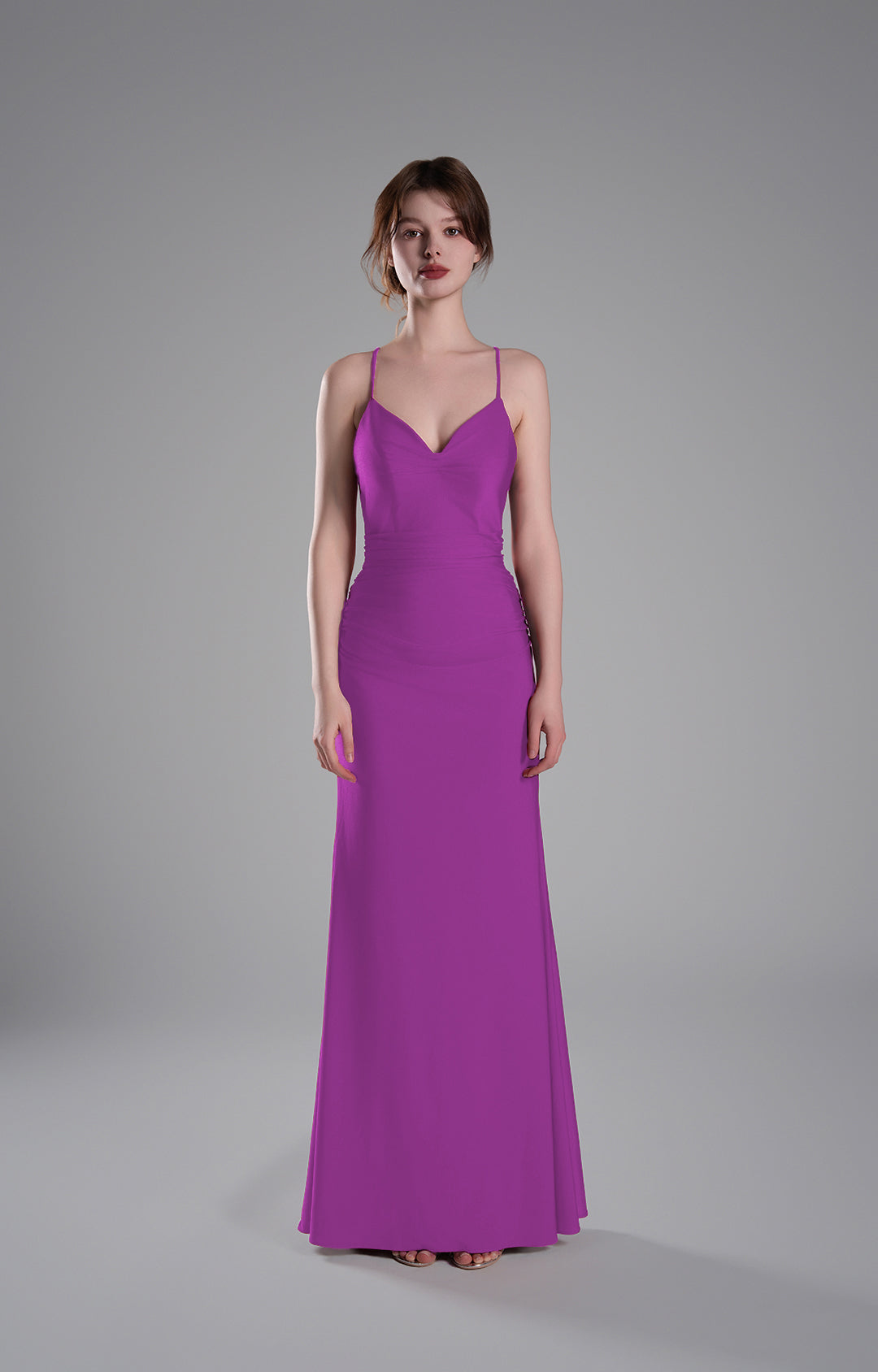 Spaghetti Straps Strappy Back Satin Lace-Up Mermaid Dresses