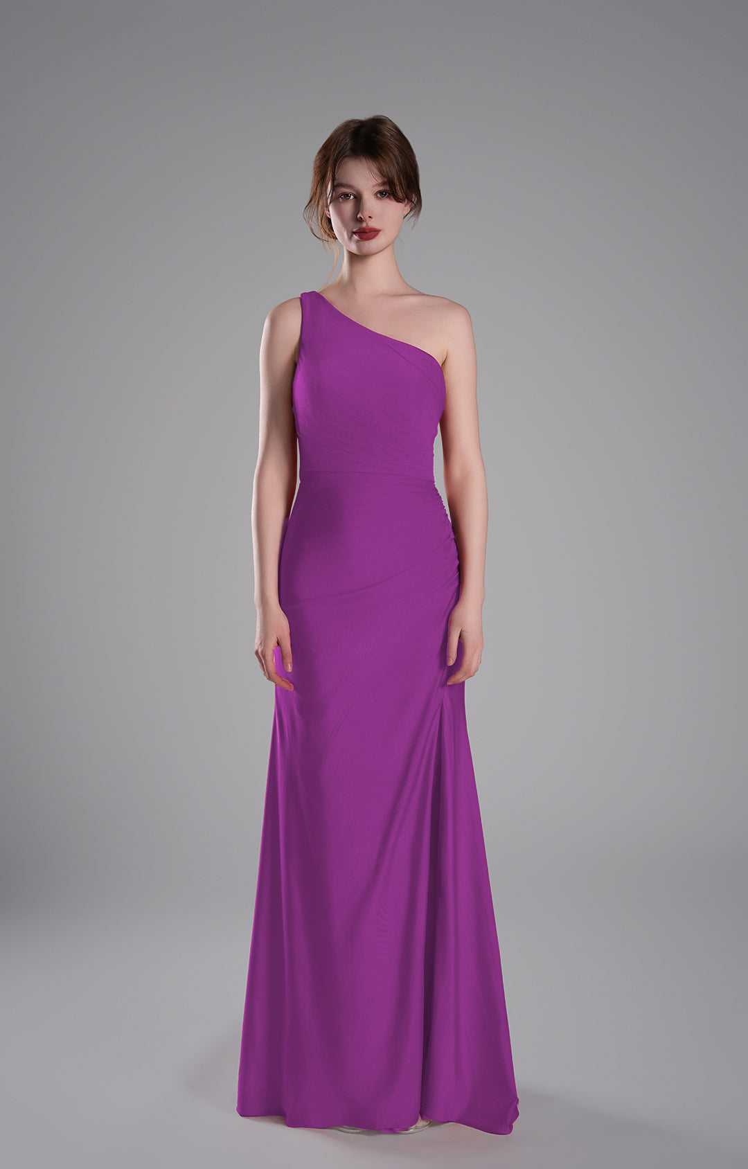 Meerjungfrauenkleider mit einer Schulter und überkreuztem Rücken und seitlichem Schlitz