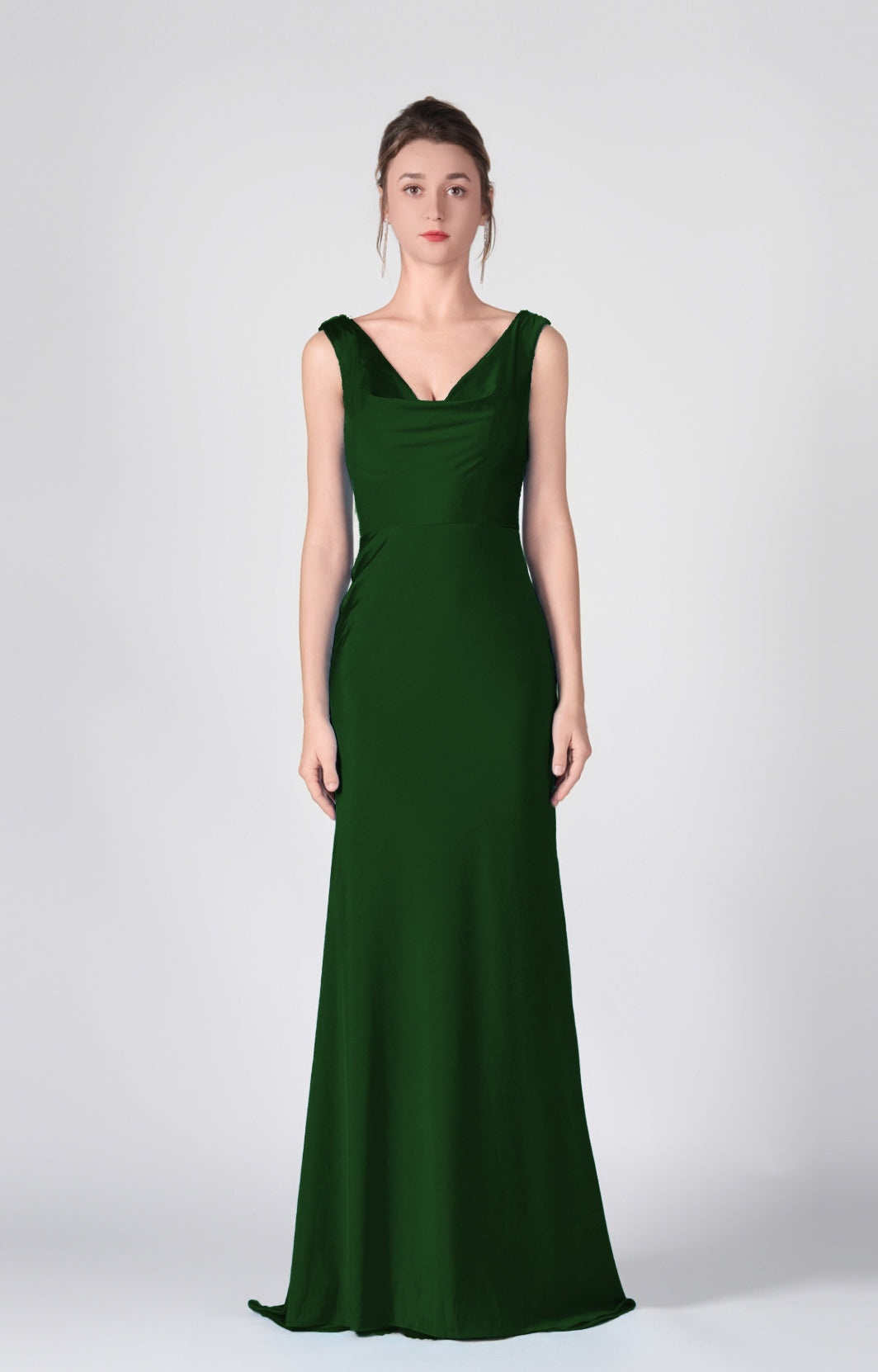 Bodenlange Kleider mit Wasserfallausschnitt und Taillenbund