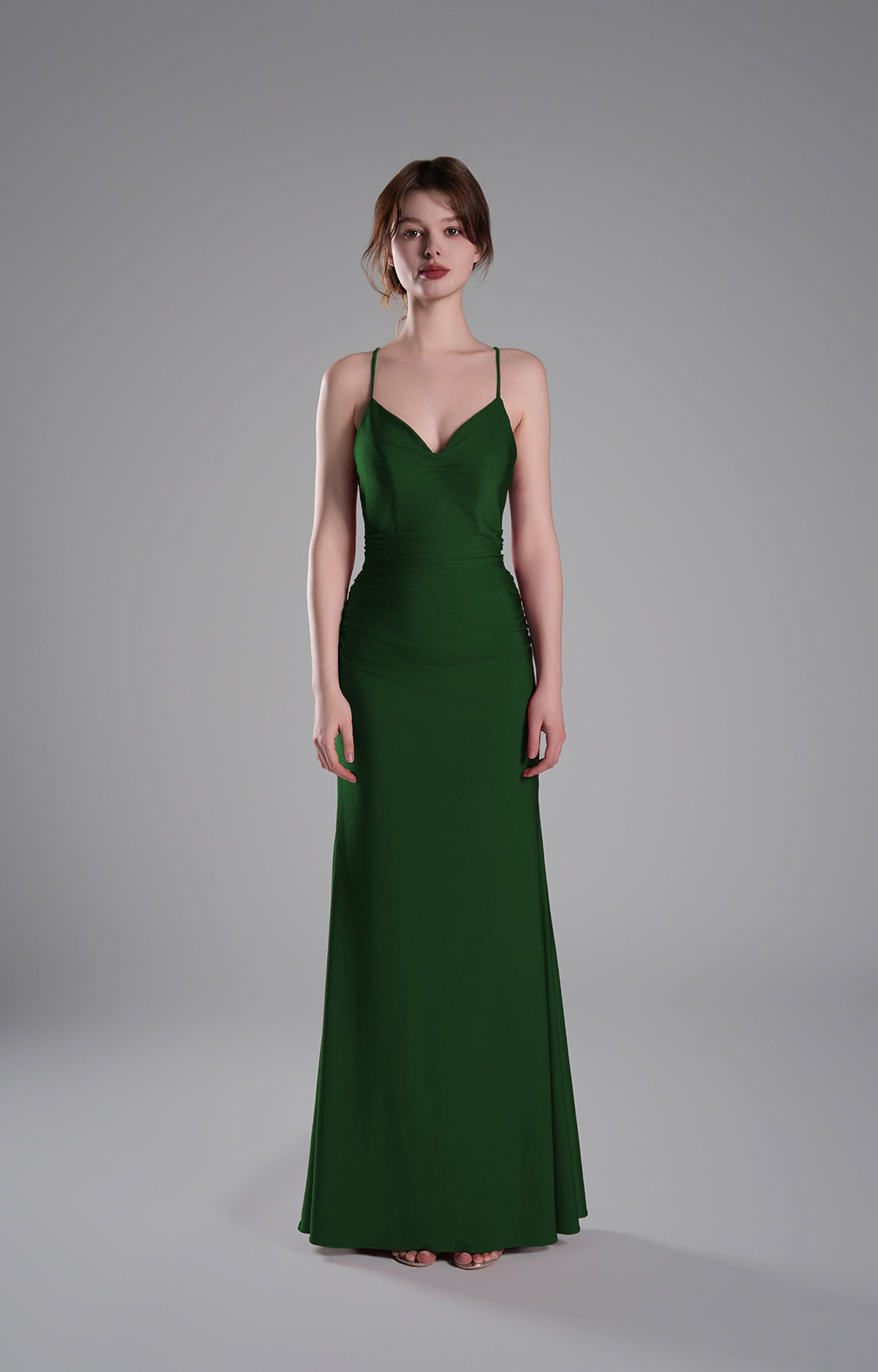 Spaghetti Straps Strappy Back Satin Lace-Up Mermaid Dresses