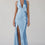 V-Neck Halter Tie Sweep Train Evening Dress