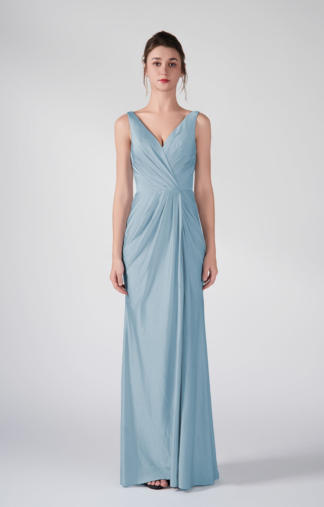 Tank Straps V-Neck Pleated Side Slit A-line Dresses Alizeal Tank Straps V-Neck Pleated Side Slit A-line Dresses Alizeal
