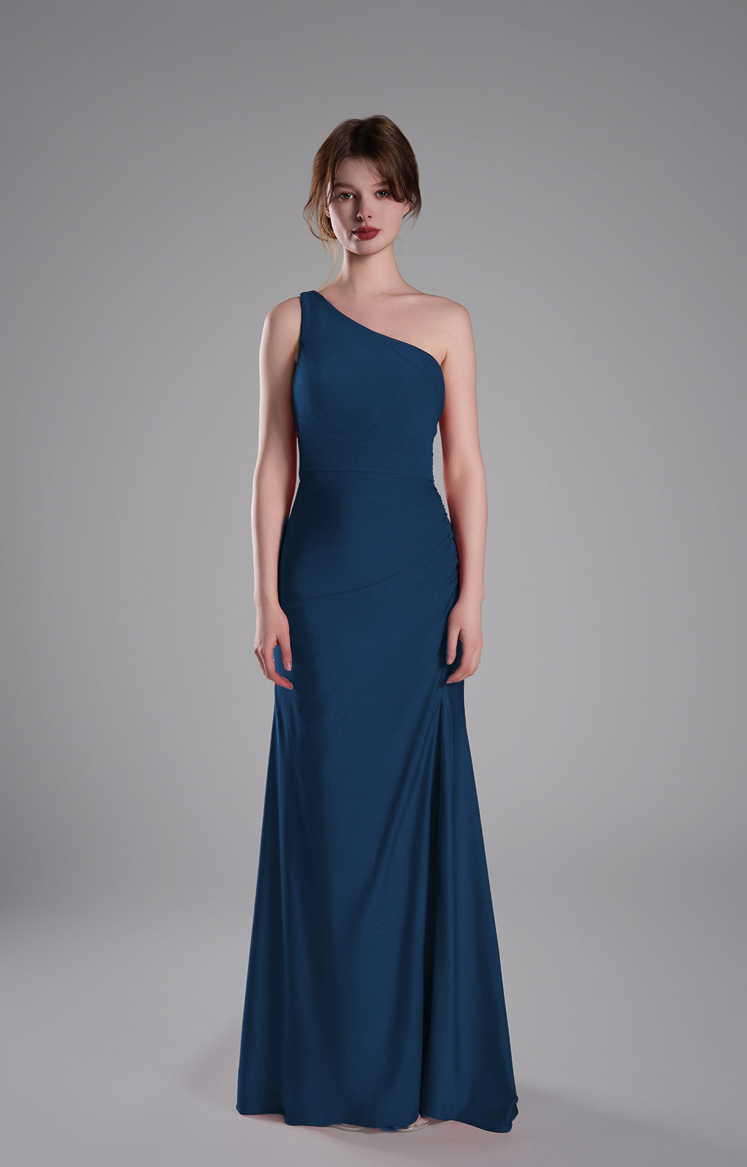 Meerjungfrauenkleider mit einer Schulter und überkreuztem Rücken und seitlichem Schlitz