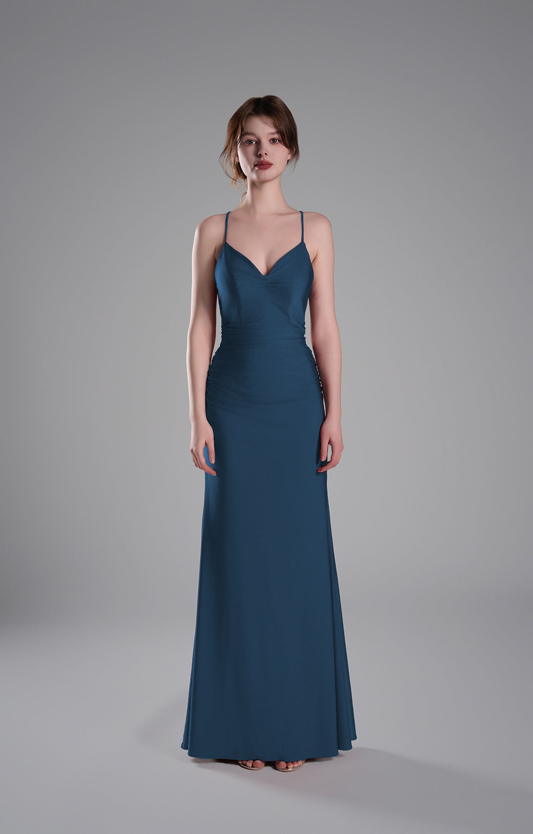 Spaghetti Straps Strappy Back Satin Lace-Up Mermaid Dresses