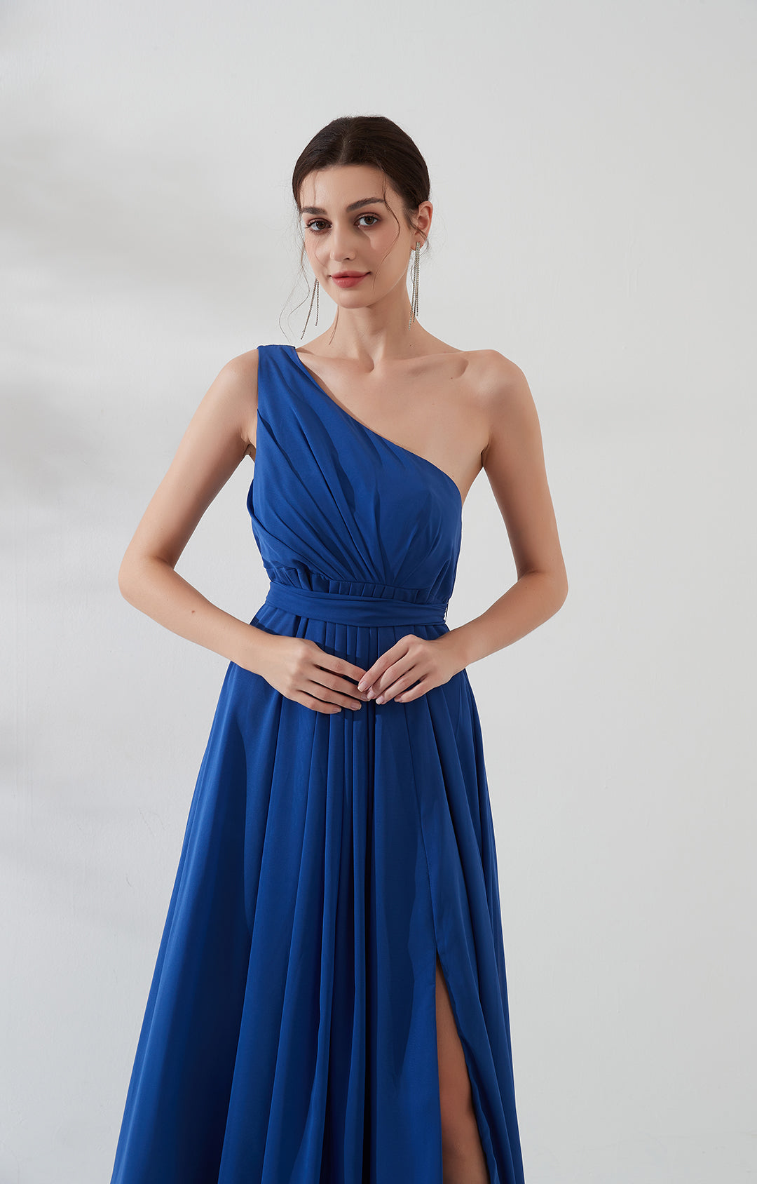 maturely One Shoulder Pleated ワンピース