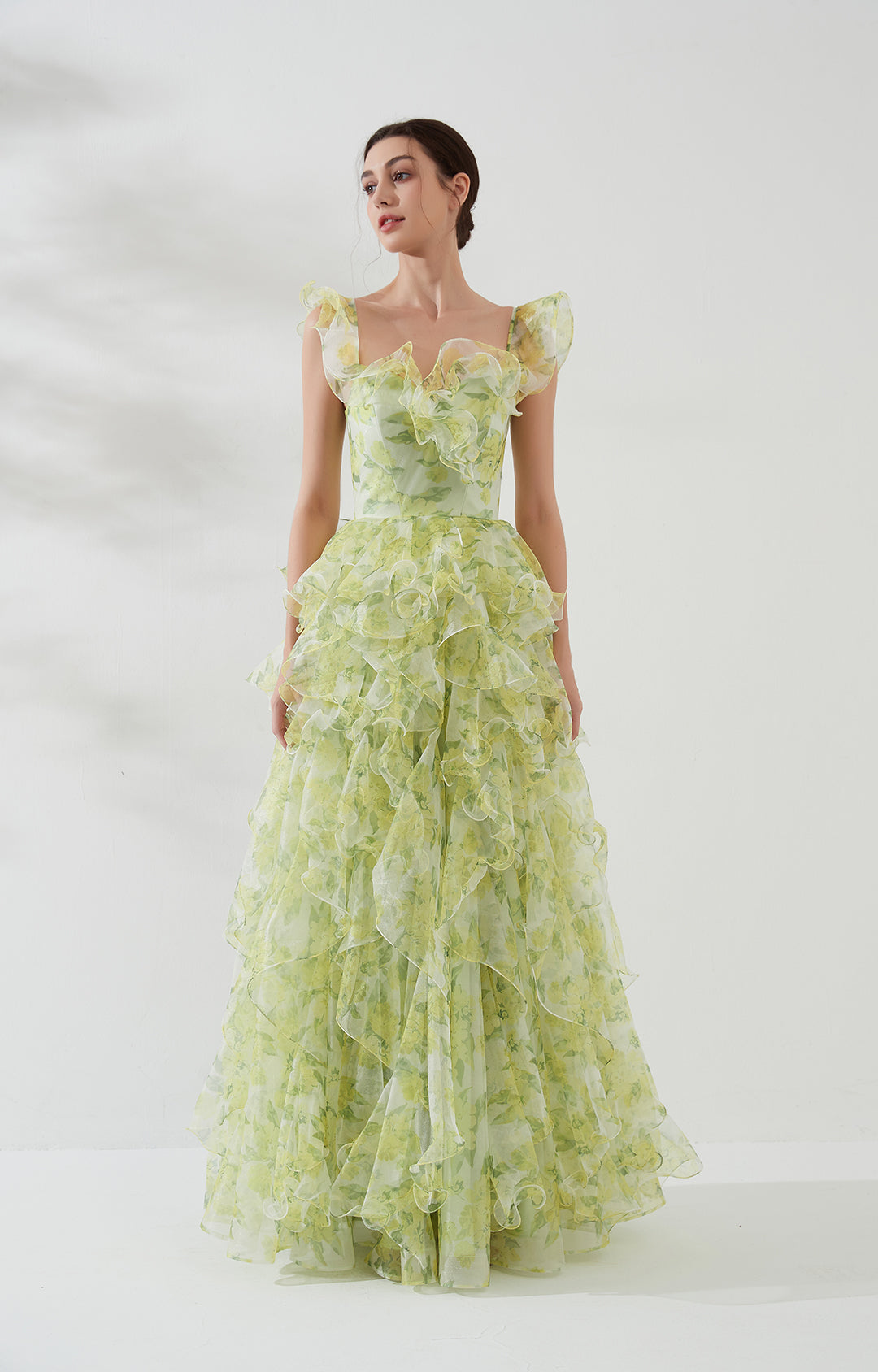 Sheath Sleeveless Printed Irregular Puffy Hem Dresses