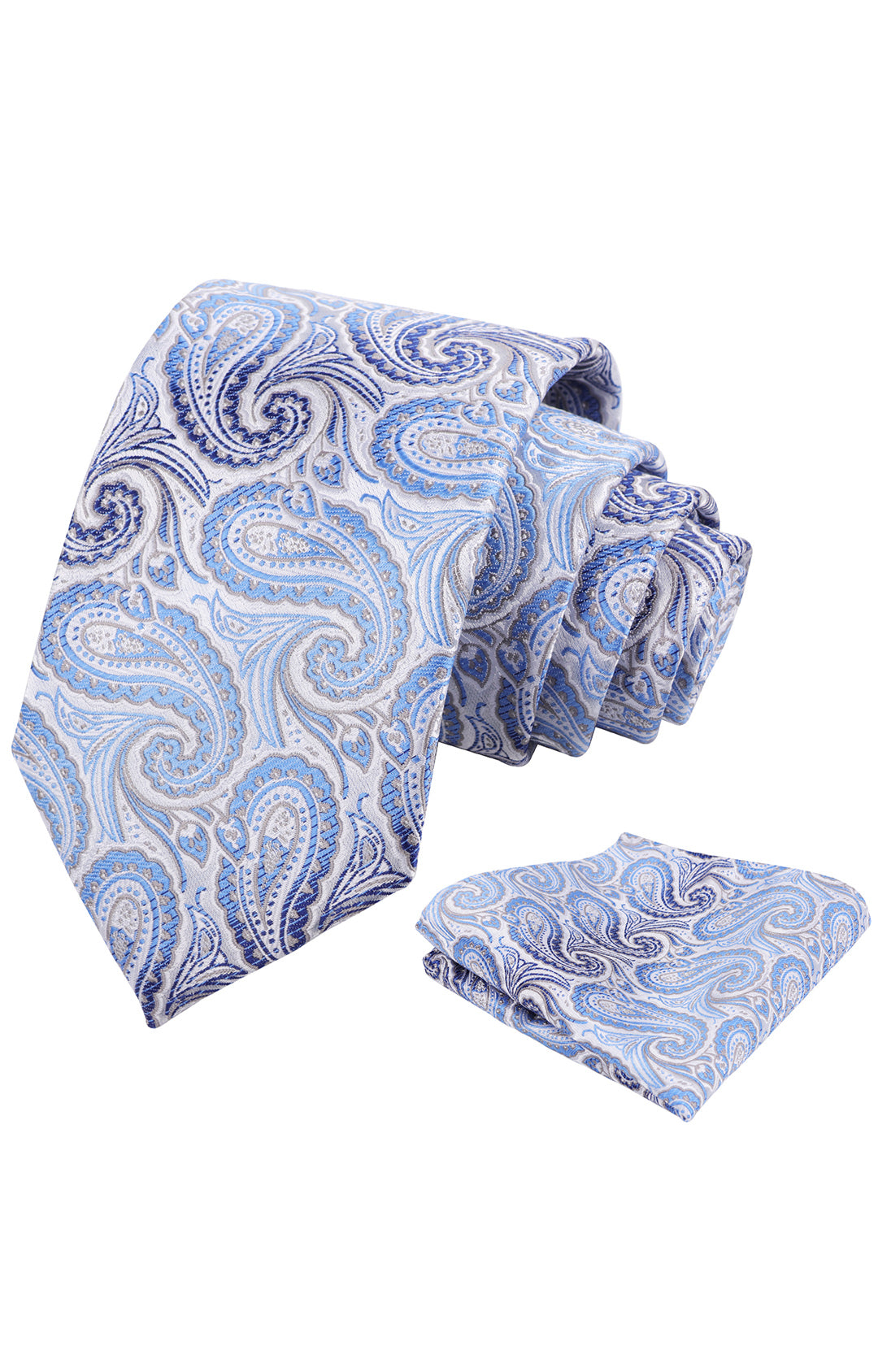 Mens 3.15'' Gradient Paisley Tie Set with Hanky Casual Floral Necktie Set-900