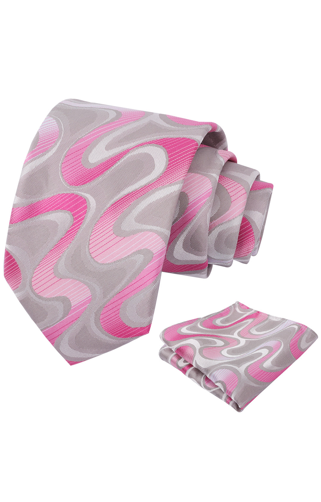 Mens 3.15inches Gradient Wave Pattern Tie Set with Pocket Square Casual Color Clash Tie Set-902