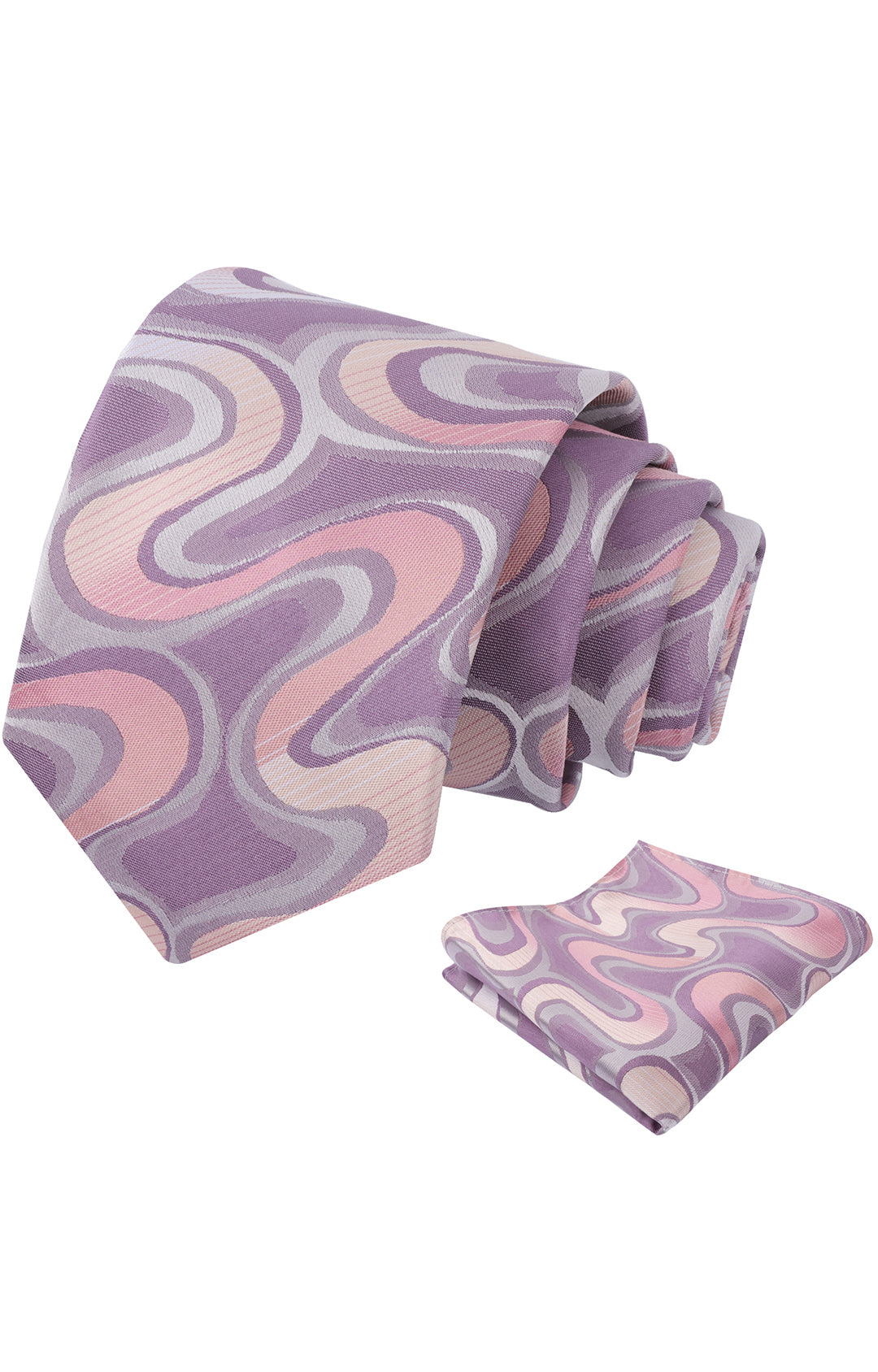 Mens 3.15inches Gradient Wave Pattern Tie Set with Pocket Square Casual Color Clash Tie Set-902