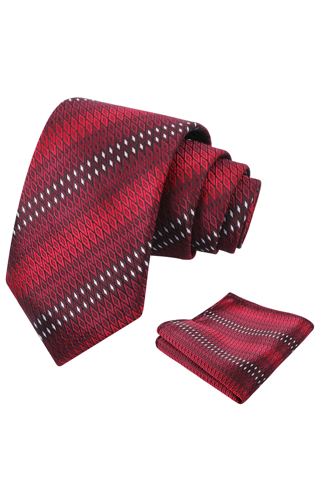 Mens 3.15'' Gradient Diamond Stripe Pattern Tie Set with Pocket Square Casual Color Tie Set-903