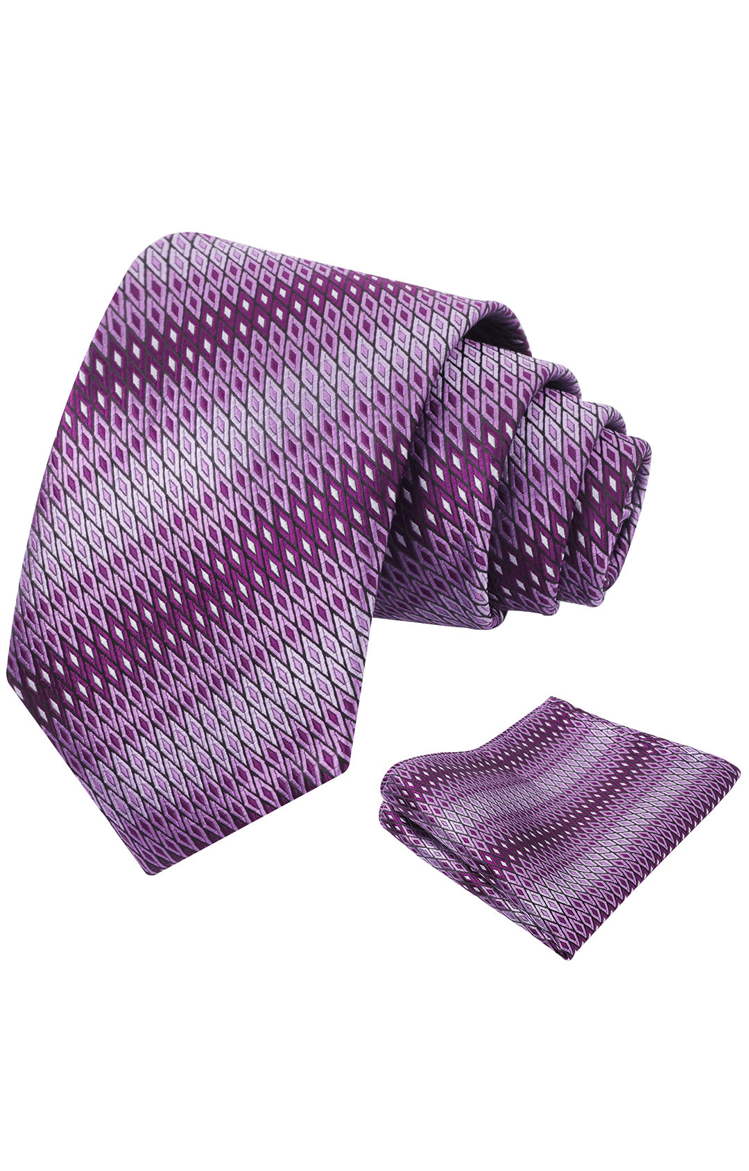 Mens 3.15'' Gradient Diamond Stripe Pattern Tie Set with Pocket Square Casual Color Tie Set-903