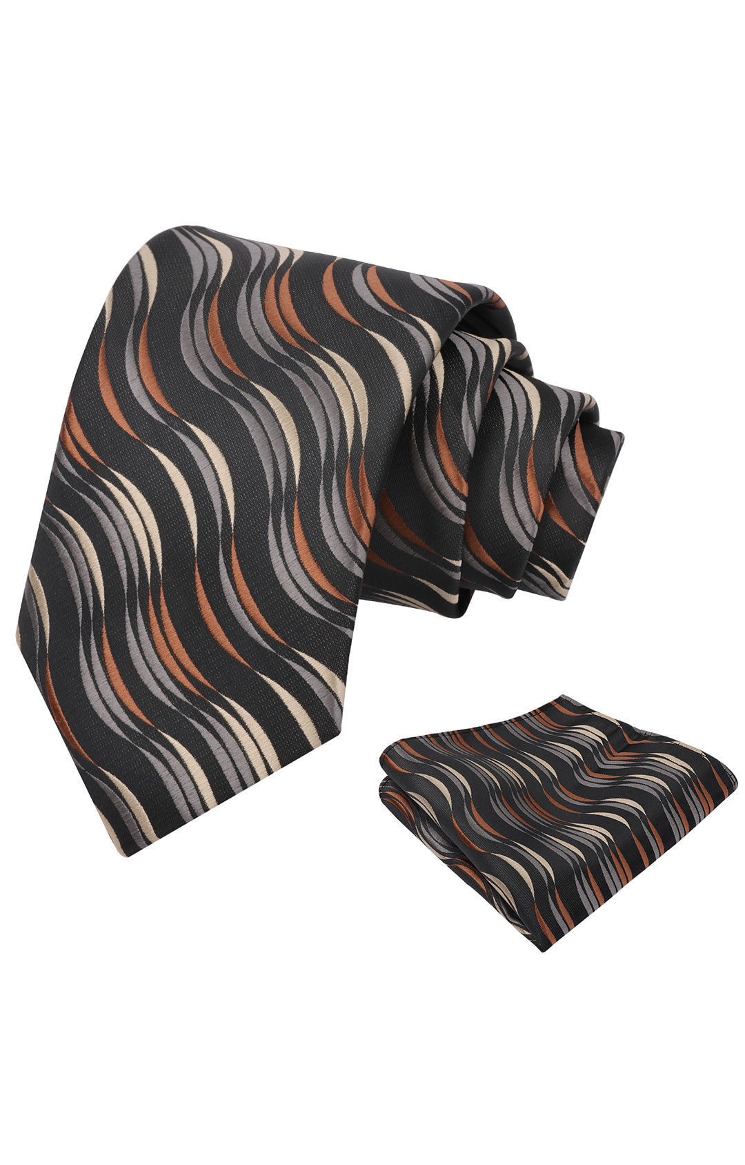 Mens 3.15'' Gradient Ripple Pattern Tie Set with Pocket Square Casual Color Tie Set-904