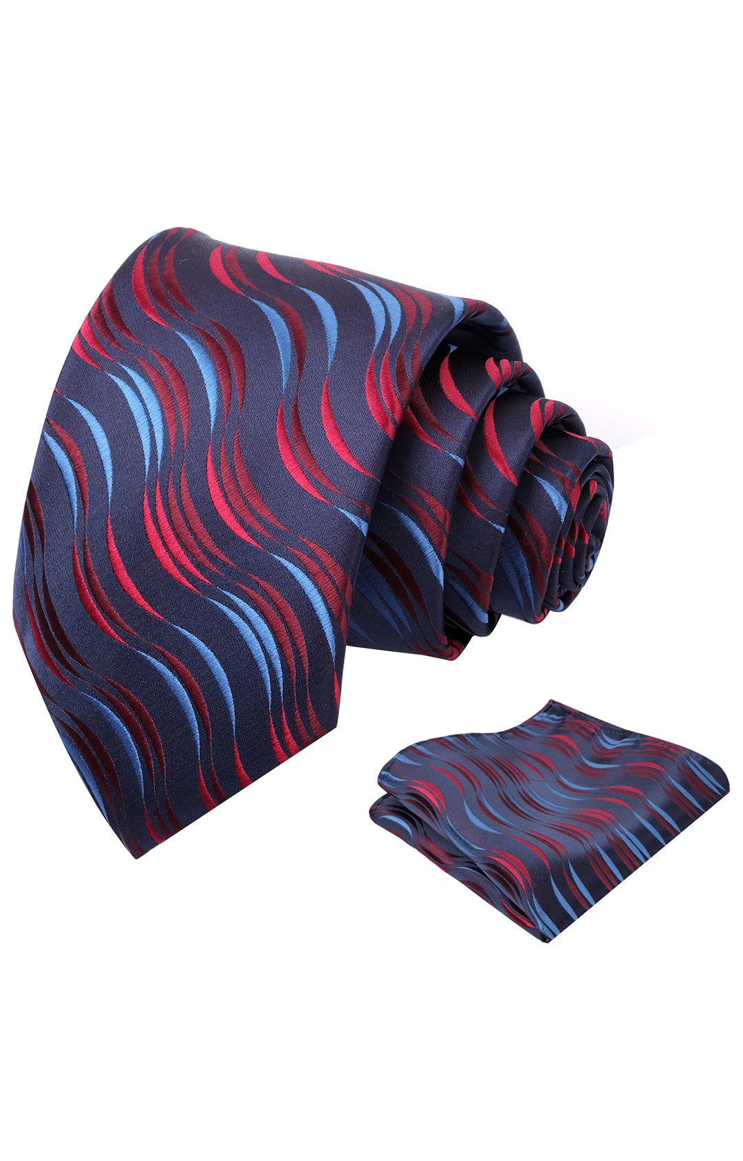 Mens 3.15'' Gradient Ripple Pattern Tie Set with Pocket Square Casual Color Tie Set-904