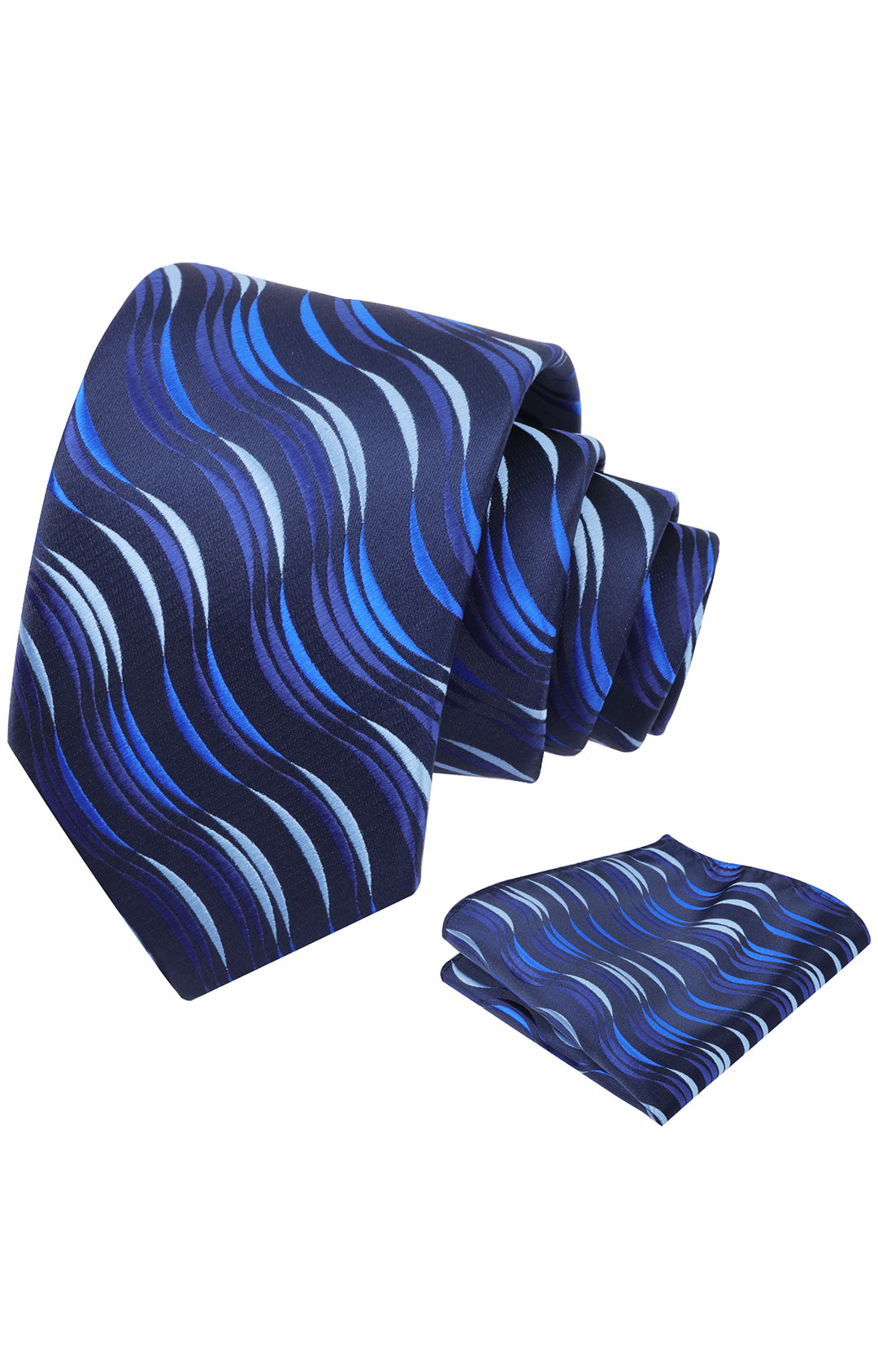 Mens 3.15'' Gradient Ripple Pattern Tie Set with Pocket Square Casual Color Tie Set-904