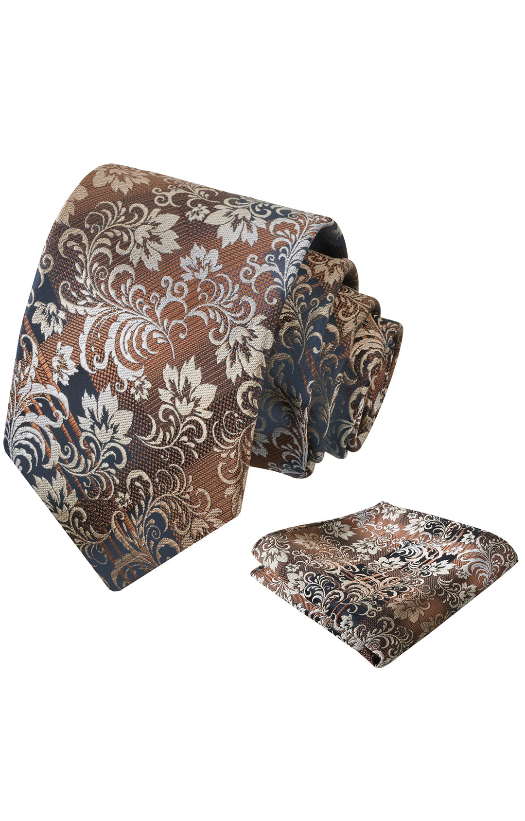 Mens 3.15'' Gradient Leaf Pattern Tie Set with Pocket Square Casual Tie Set-905