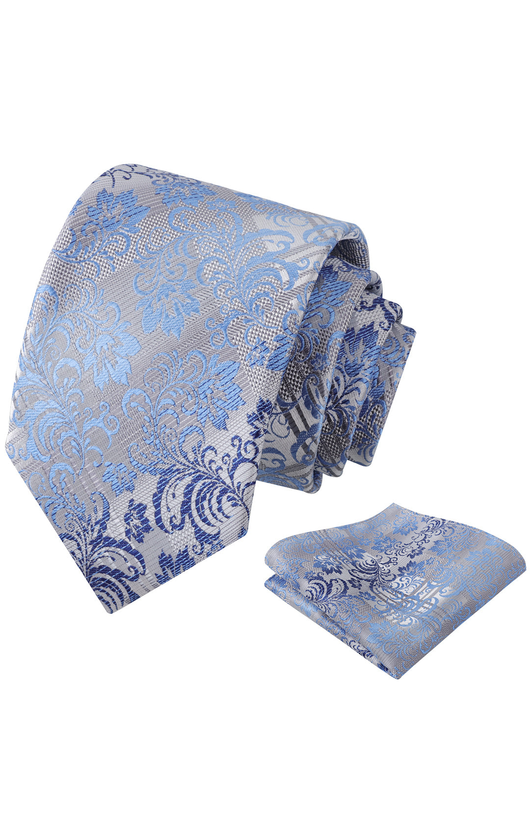 Mens 3.15'' Gradient Leaf Pattern Tie Set with Pocket Square Casual Tie Set-905