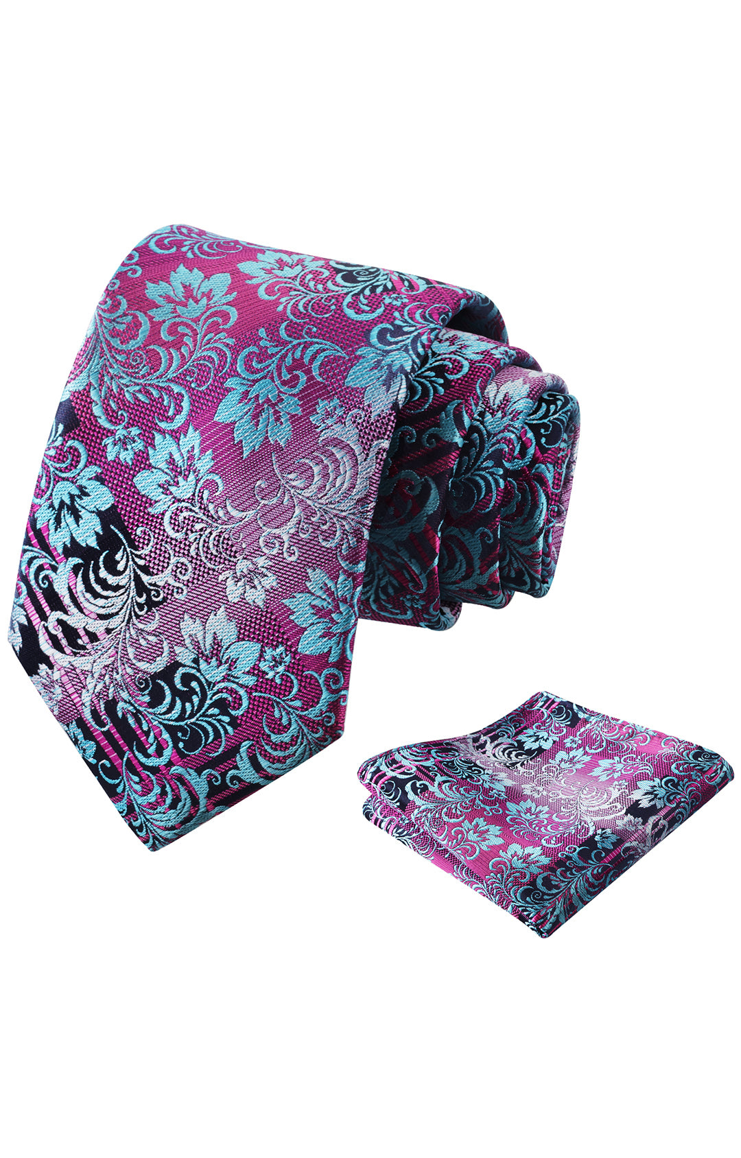 Mens 3.15'' Gradient Leaf Pattern Tie Set with Pocket Square Casual Tie Set-905