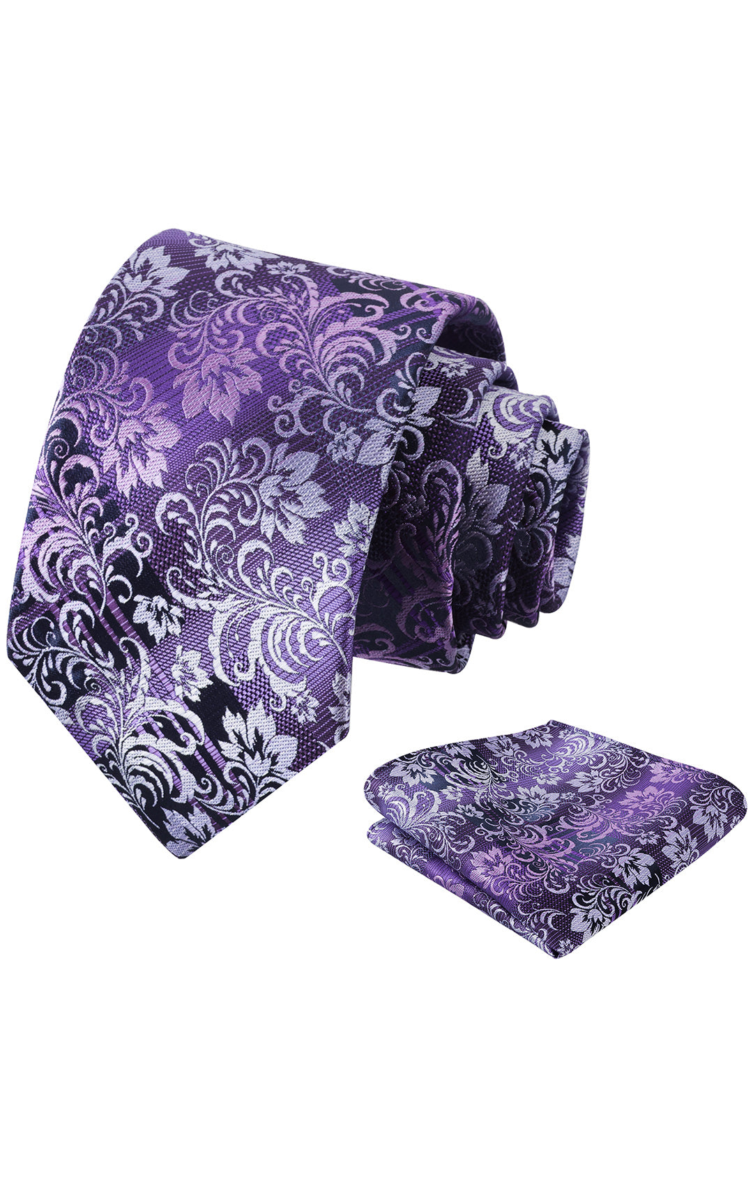 Mens 3.15'' Gradient Leaf Pattern Tie Set with Pocket Square Casual Tie Set-905