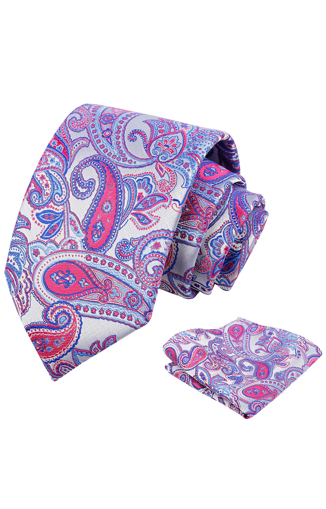Mens 3.15'' Paisley Tie Set with Pocket Square Casual Floral Necktie Set-906