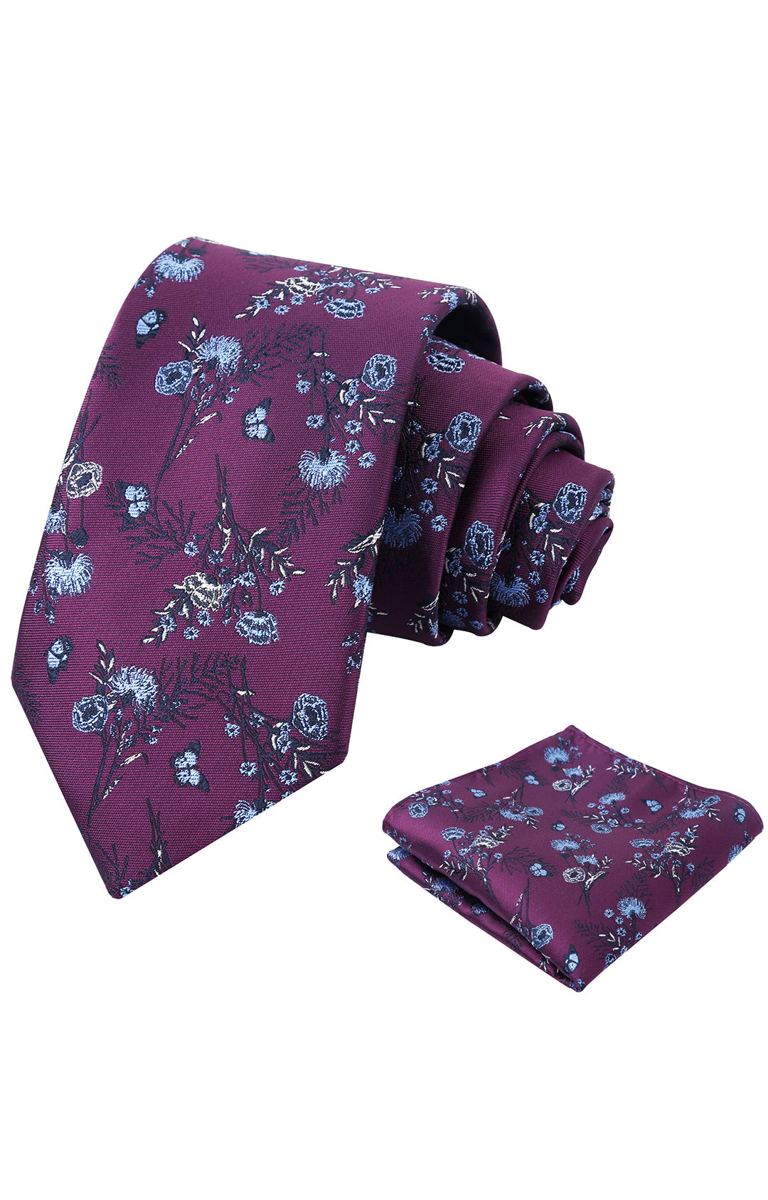 3.15'' Flower Ties for Men Handkerchief Set Wedding Retro Necktie Set-907