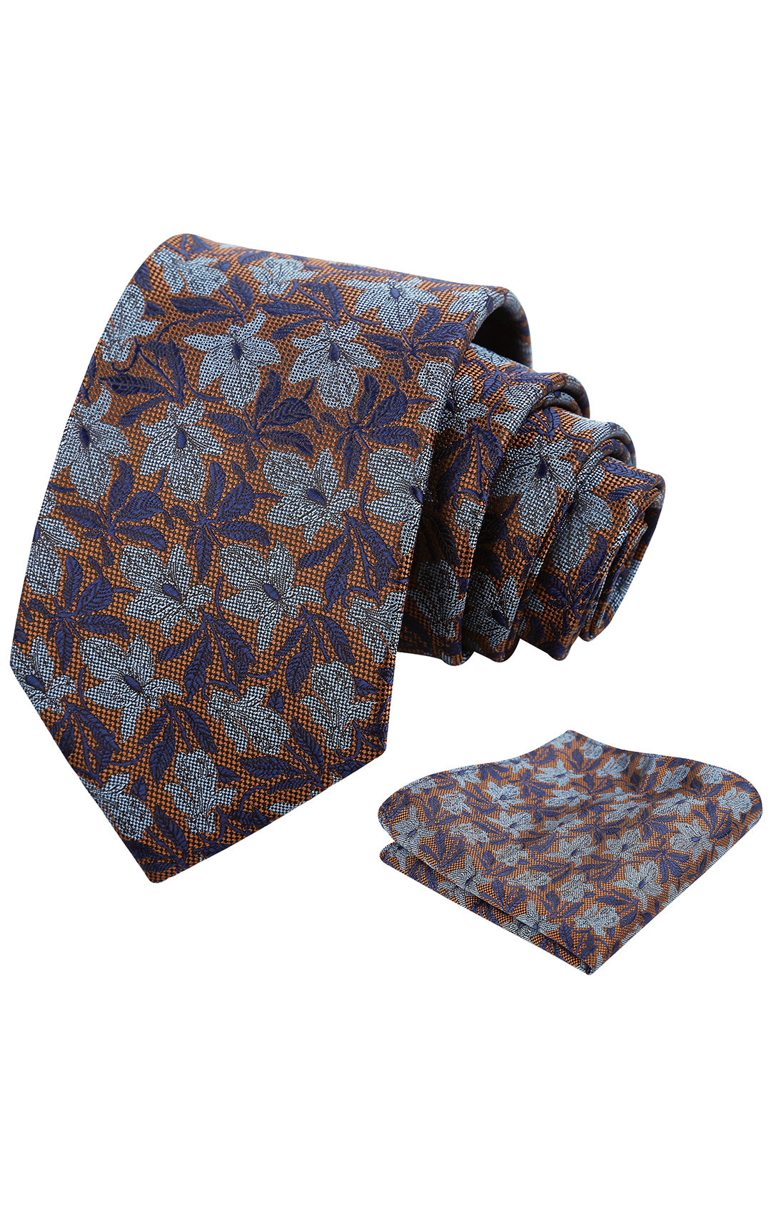 Mens 3.15'' Maple Leaf Pattern Necktie with Plant Printed Hanky Set-908