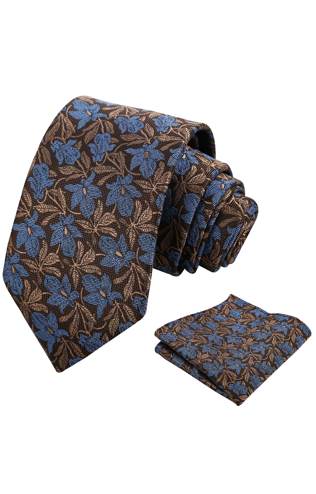 Mens 3.15'' Maple Leaf Pattern Necktie with Plant Printed Hanky Set-908