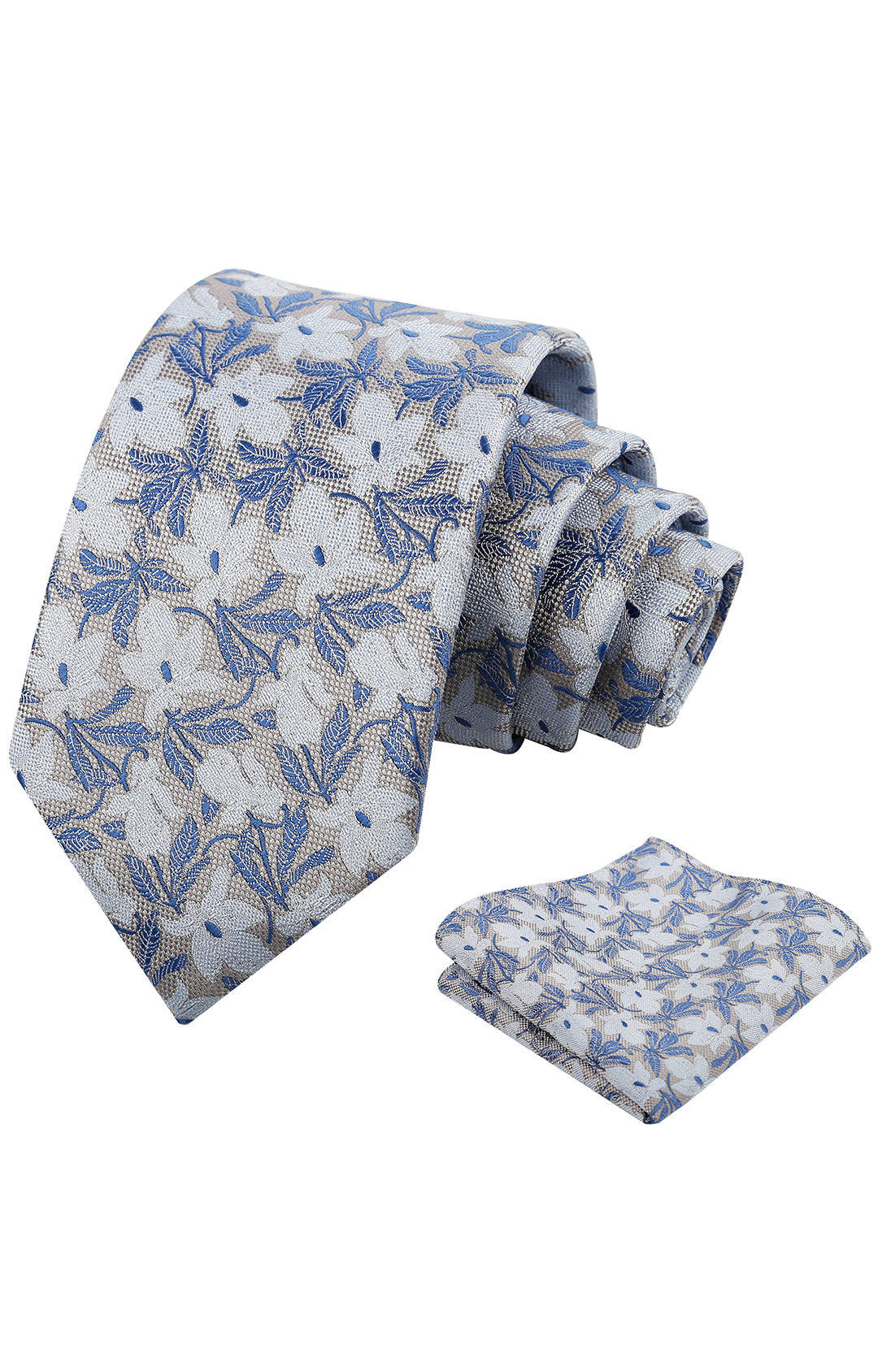 Mens 3.15'' Maple Leaf Pattern Necktie with Plant Printed Hanky Set-908