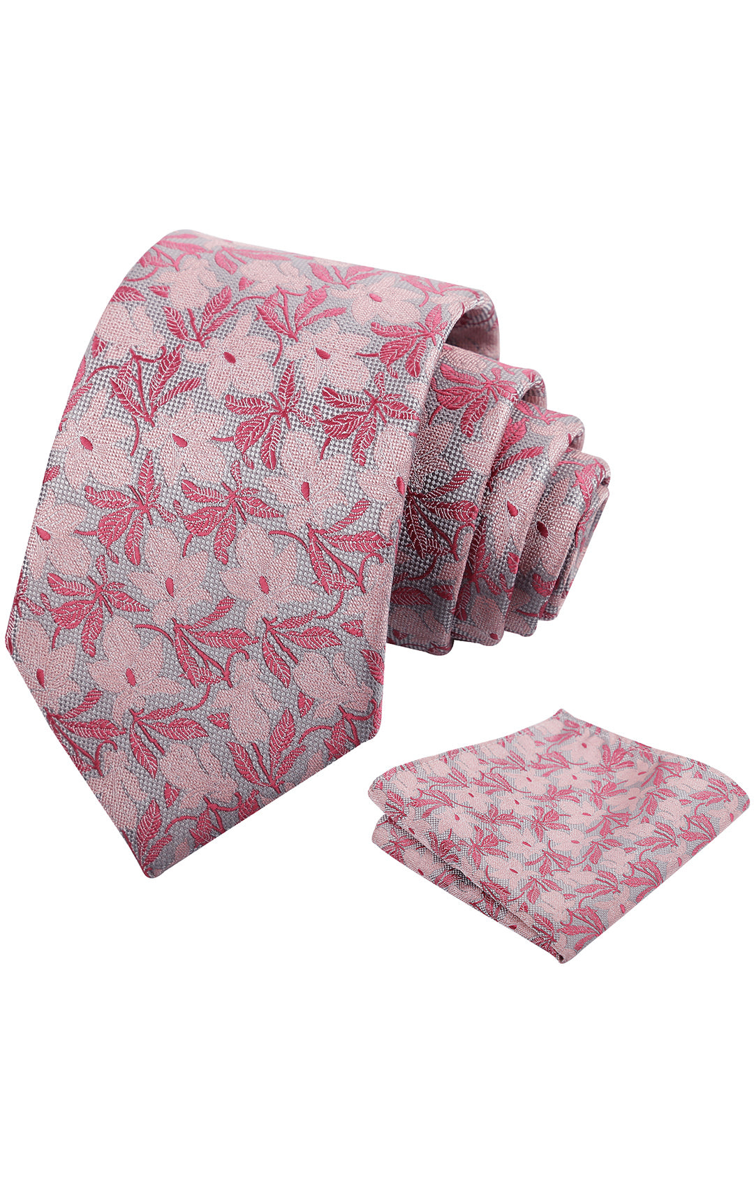 Mens 3.15'' Maple Leaf Pattern Necktie with Plant Printed Hanky Set-908