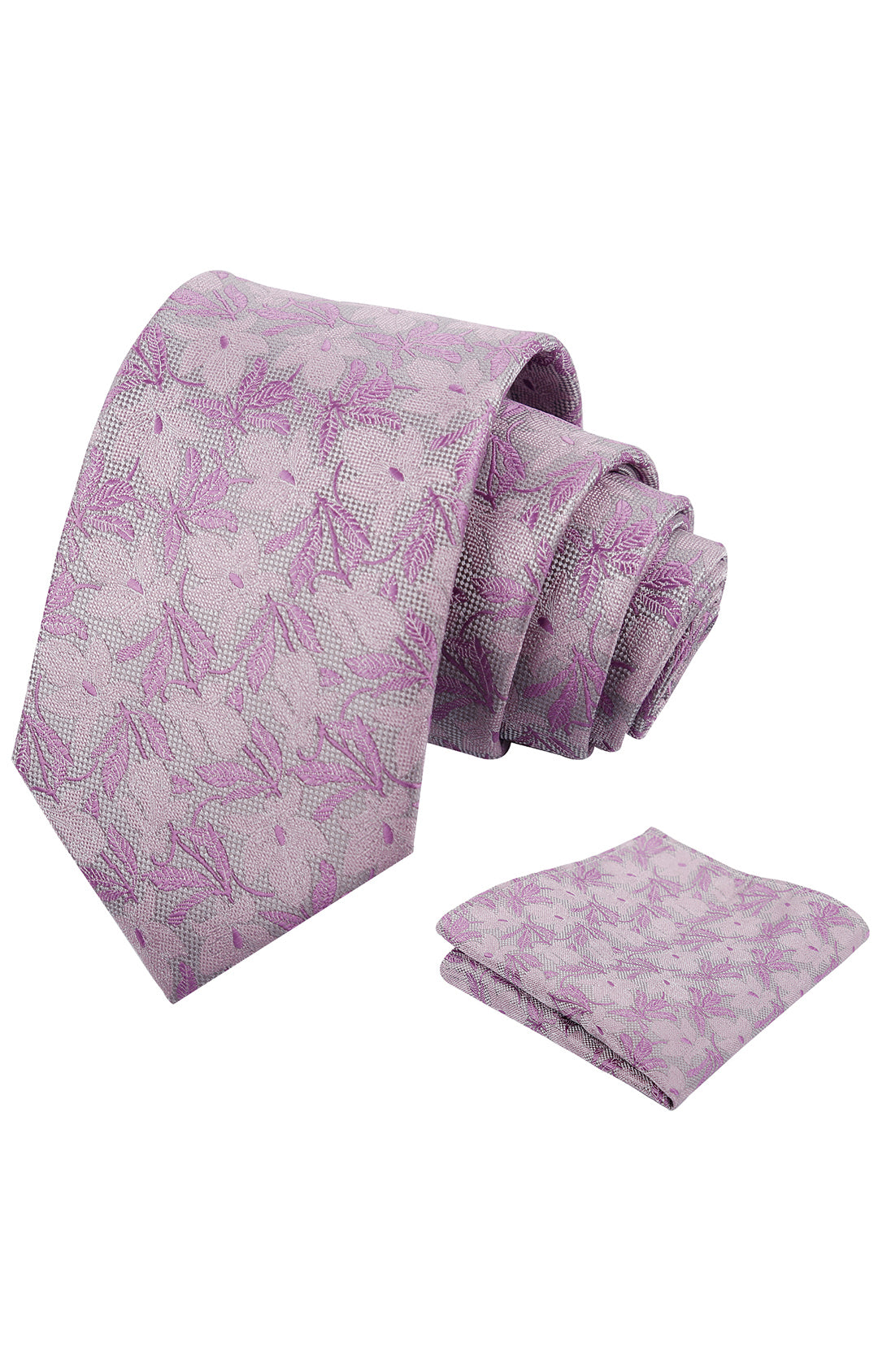 Mens 3.15'' Maple Leaf Pattern Necktie with Plant Printed Hanky Set-908