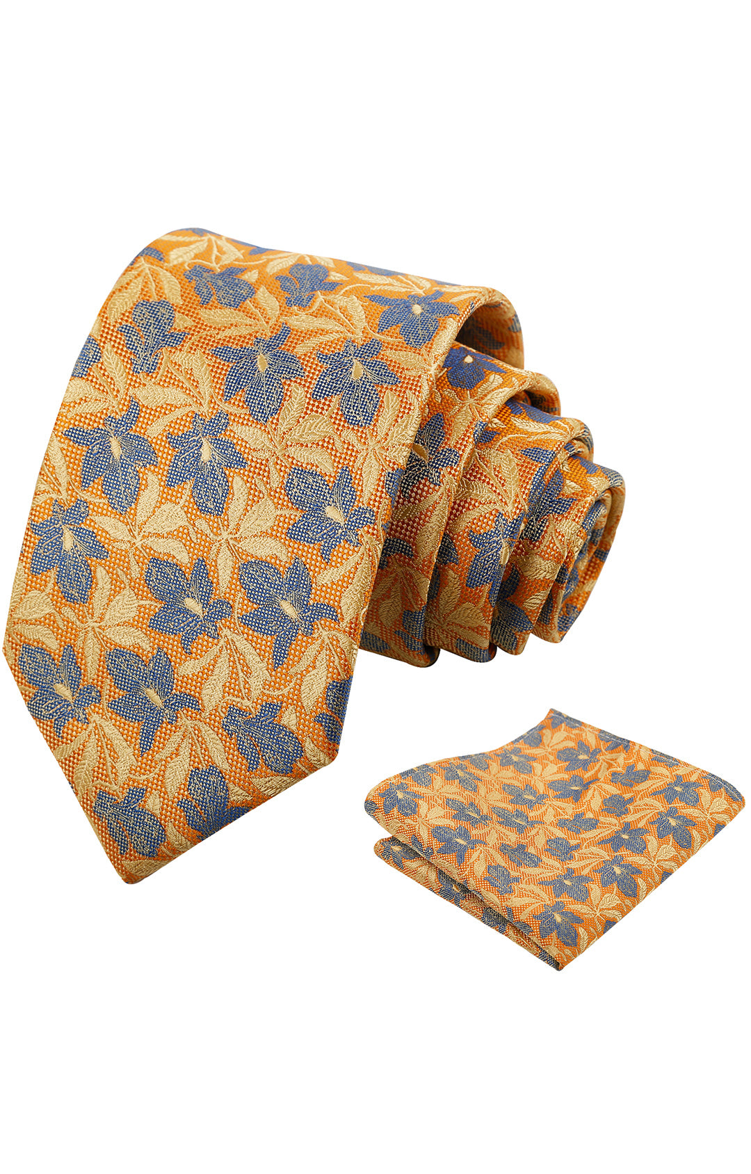 Mens 3.15'' Maple Leaf Pattern Necktie with Plant Printed Hanky Set-908