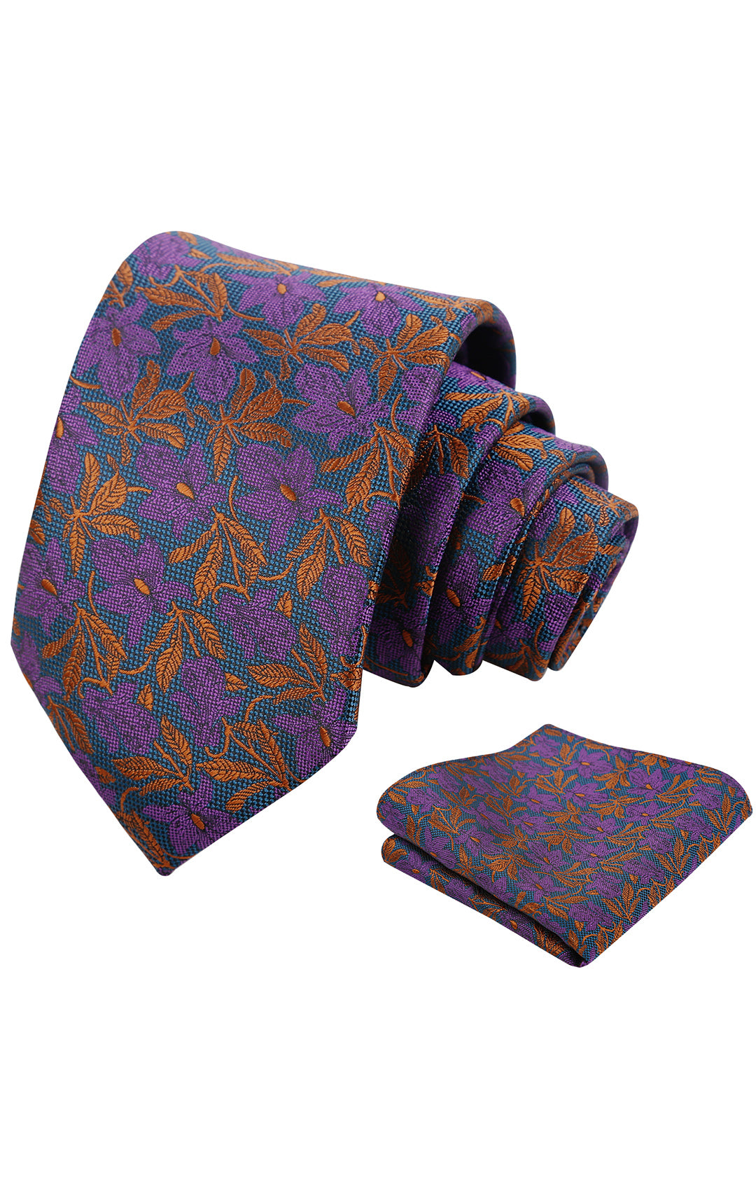 Mens 3.15'' Maple Leaf Pattern Necktie with Plant Printed Hanky Set-908