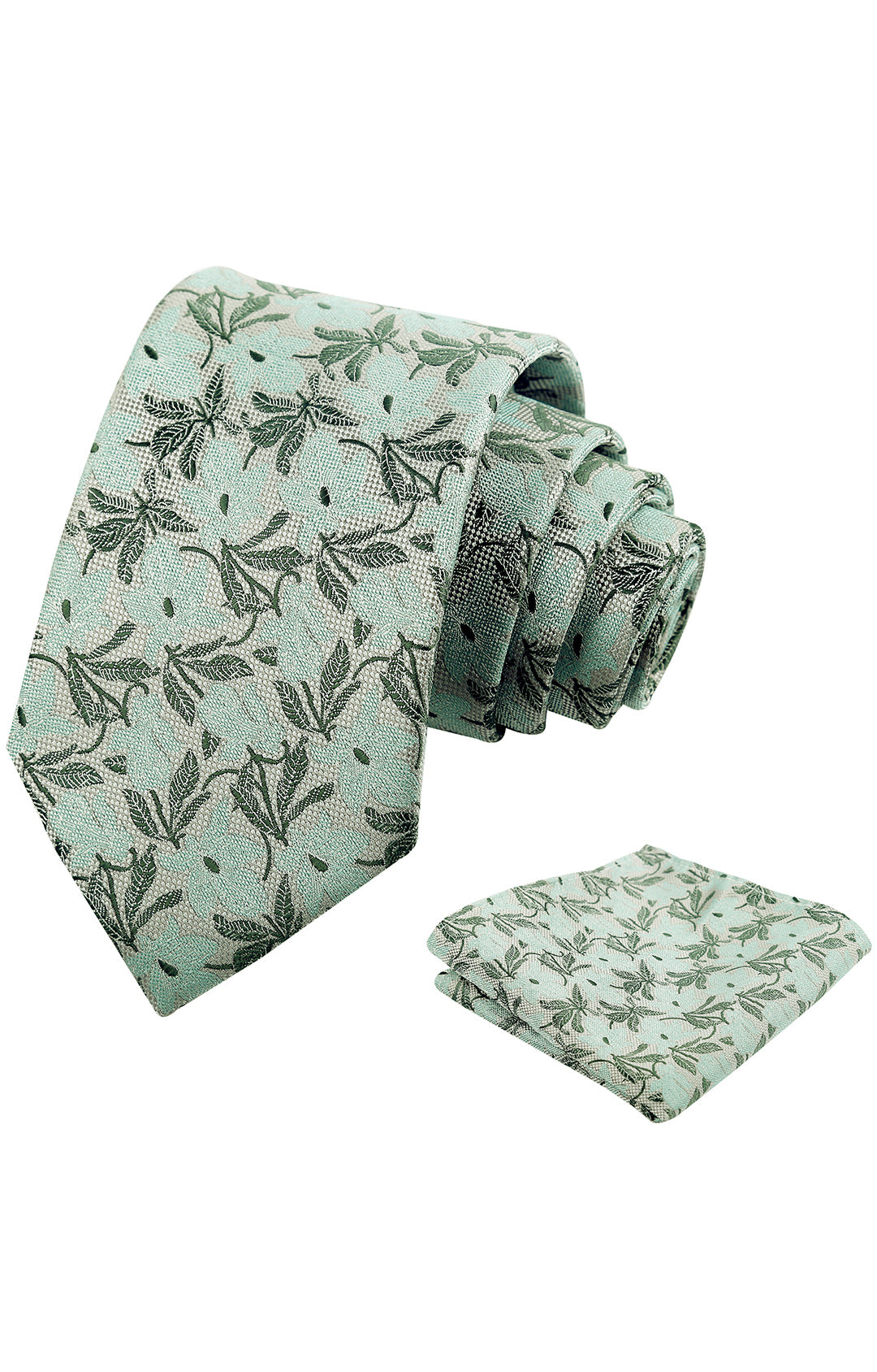 Mens 3.15'' Maple Leaf Pattern Necktie with Plant Printed Hanky Set-908