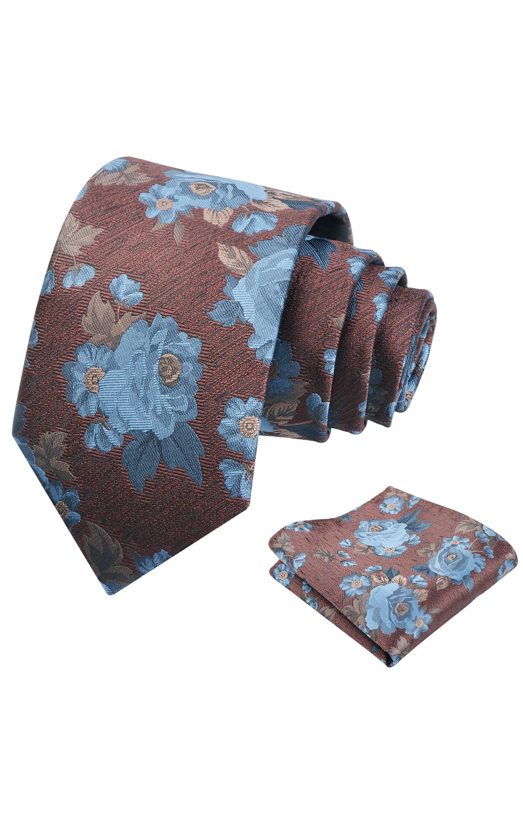 3.15'' Mens Tie Elegant Floral Pattern with Pocket Square Set-909