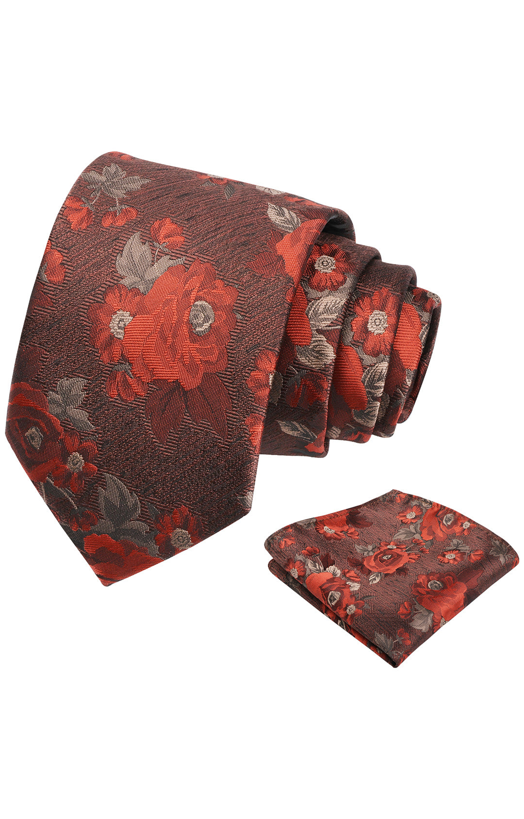 3.15'' Mens Tie Elegant Floral Pattern with Pocket Square Set-909