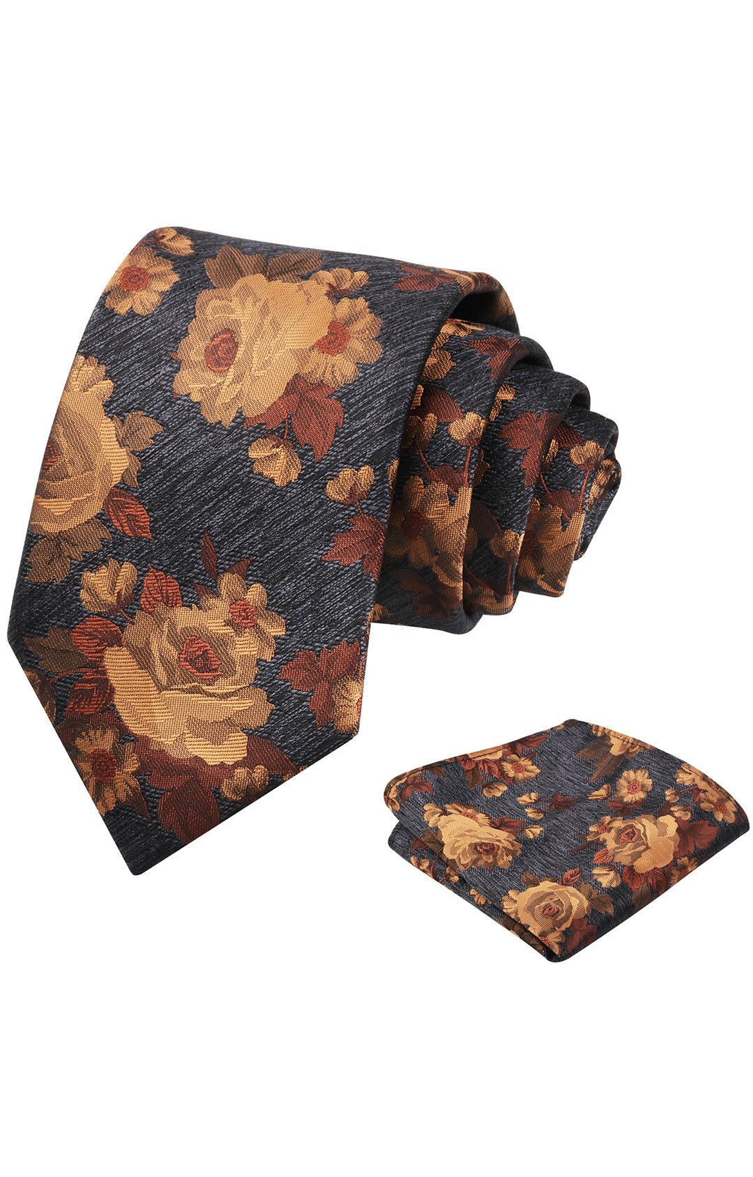 3.15'' Mens Tie Elegant Floral Pattern with Pocket Square Set-909