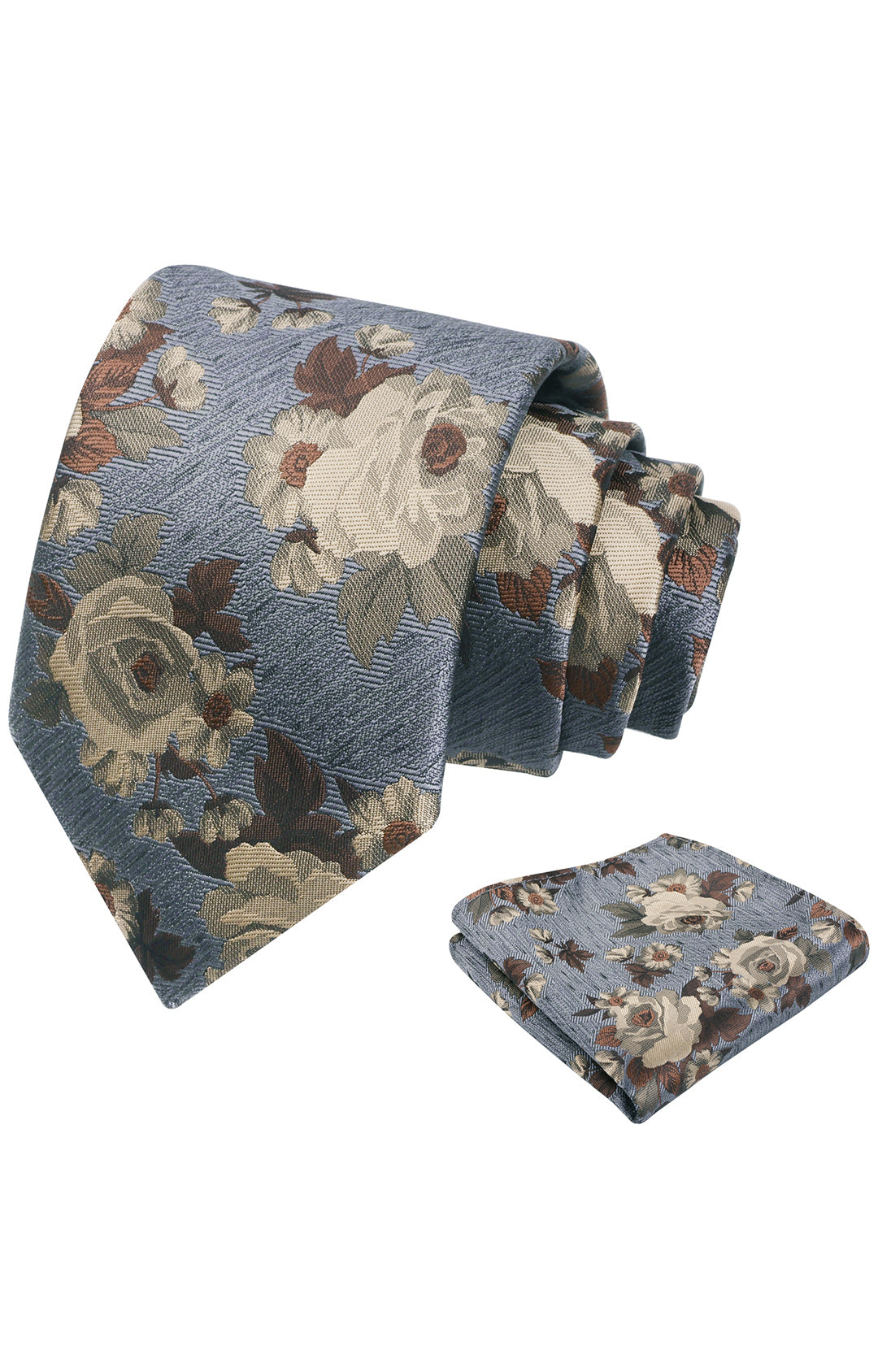 3.15'' Mens Tie Elegant Floral Pattern with Pocket Square Set-909