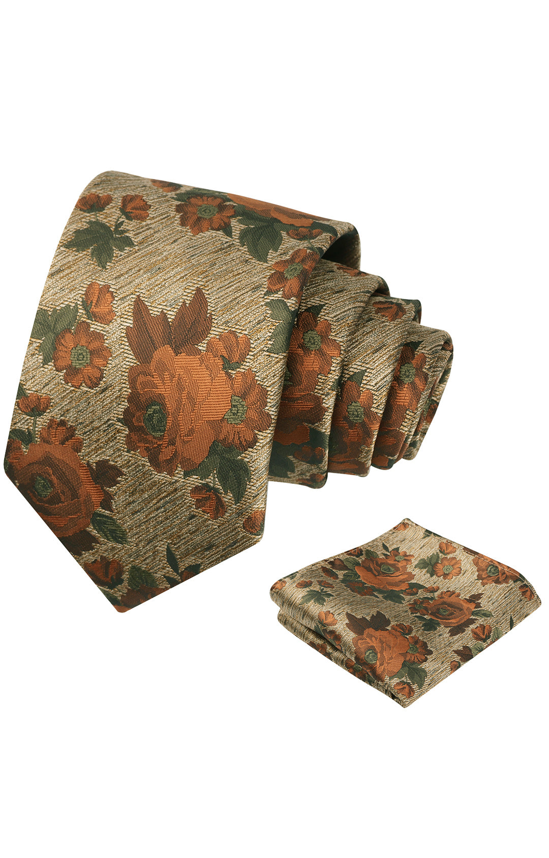 3.15'' Mens Tie Elegant Floral Pattern with Pocket Square Set-909