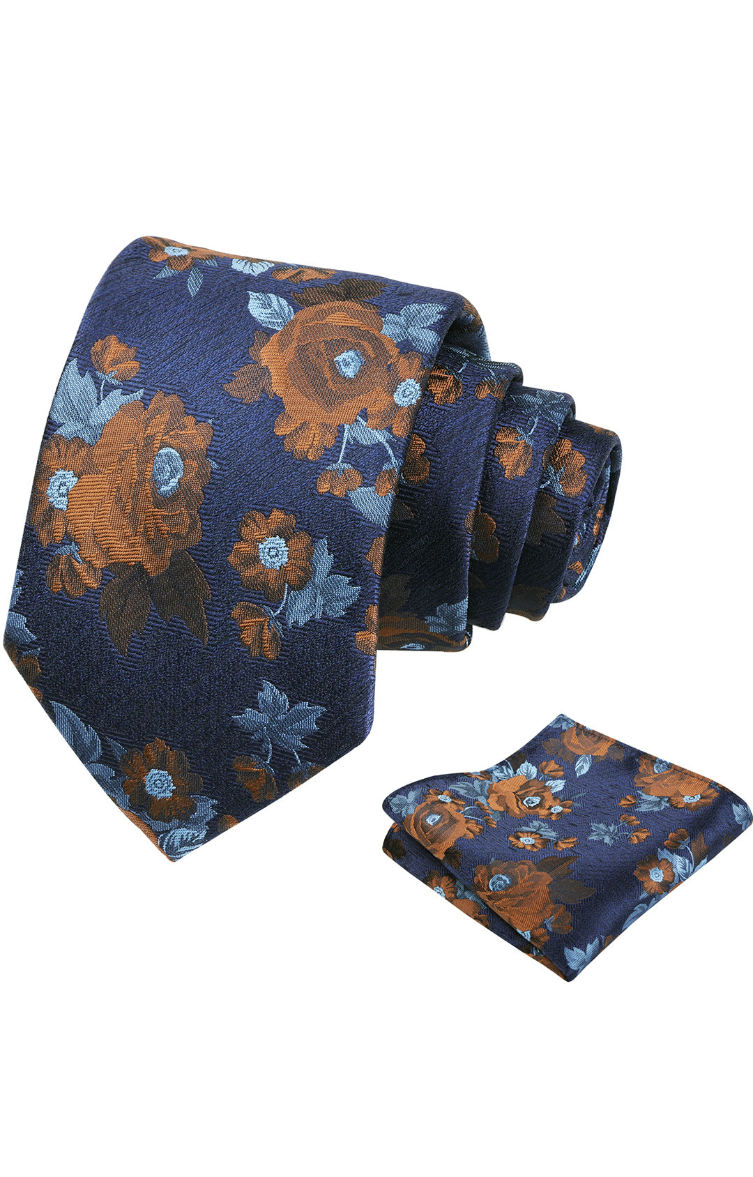 3.15'' Mens Tie Elegant Floral Pattern with Pocket Square Set-909
