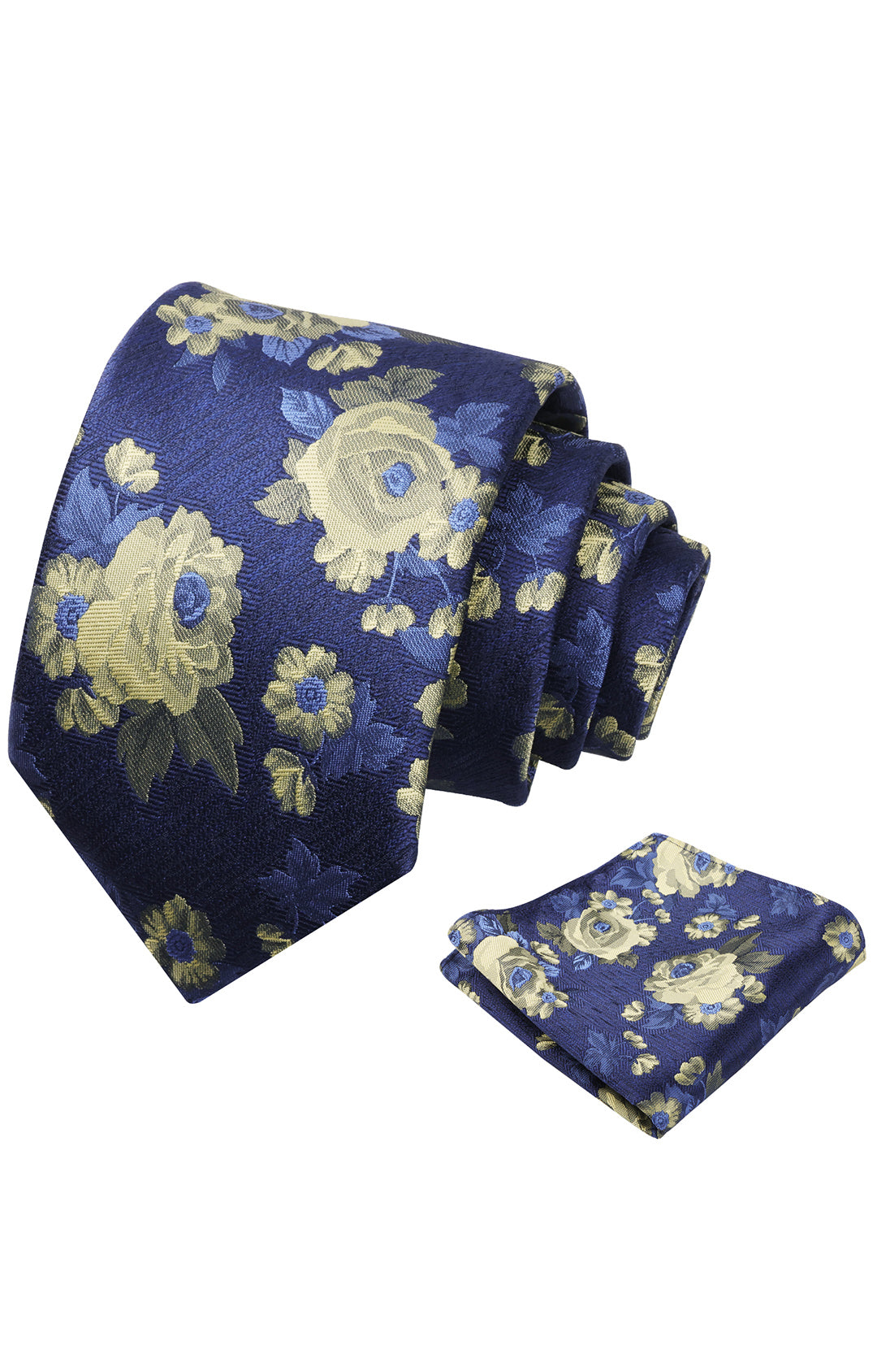 3.15'' Mens Tie Elegant Floral Pattern with Pocket Square Set-909