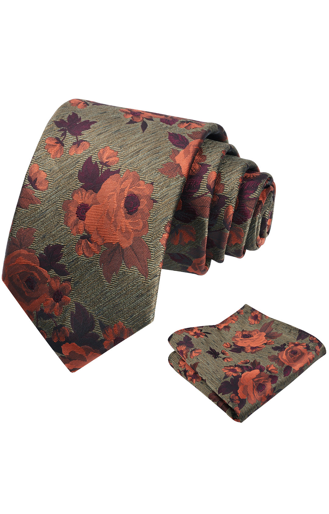 3.15'' Mens Tie Elegant Floral Pattern with Pocket Square Set-909